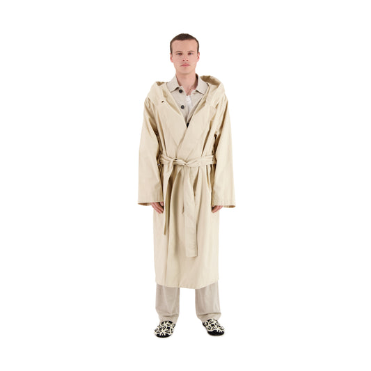 Cal Cotton Wrap Hooded Coat Light Beige