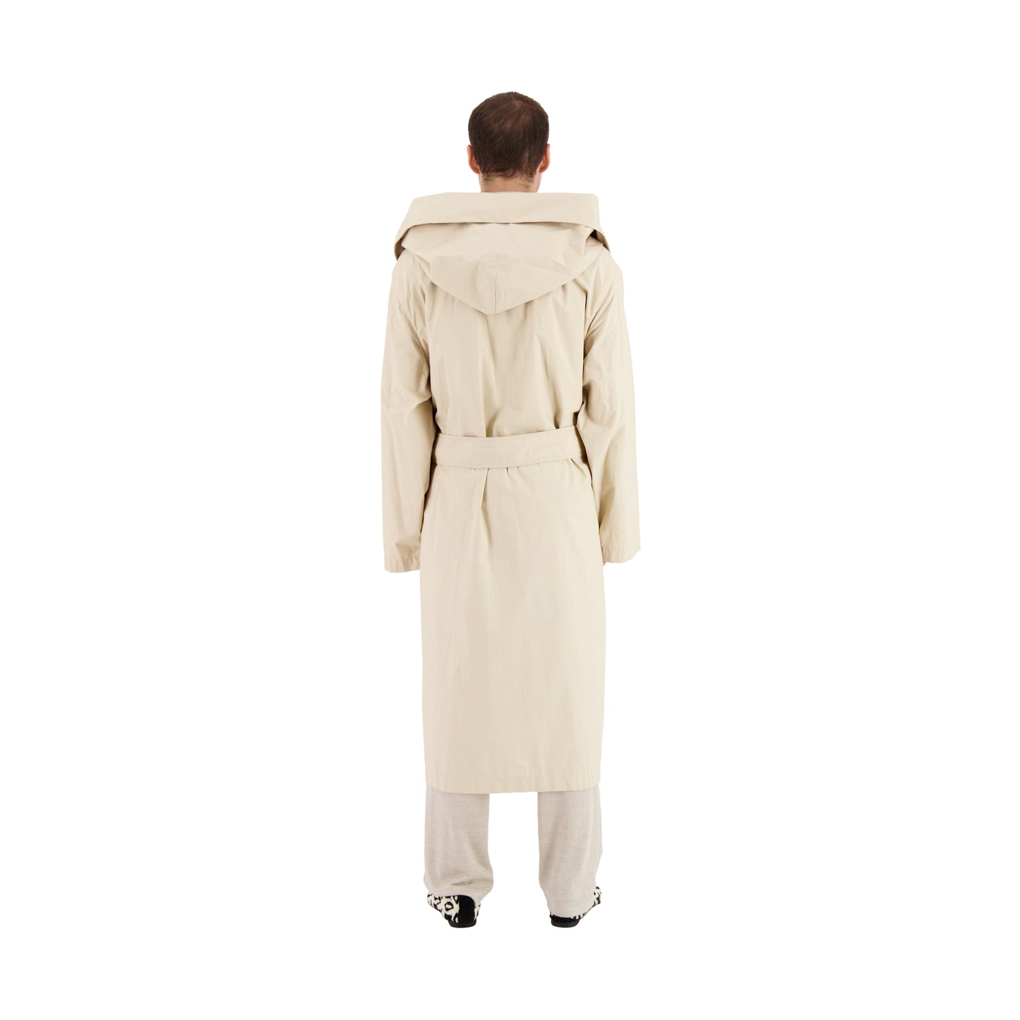Cal Cotton Wrap Hooded Coat Light Beige