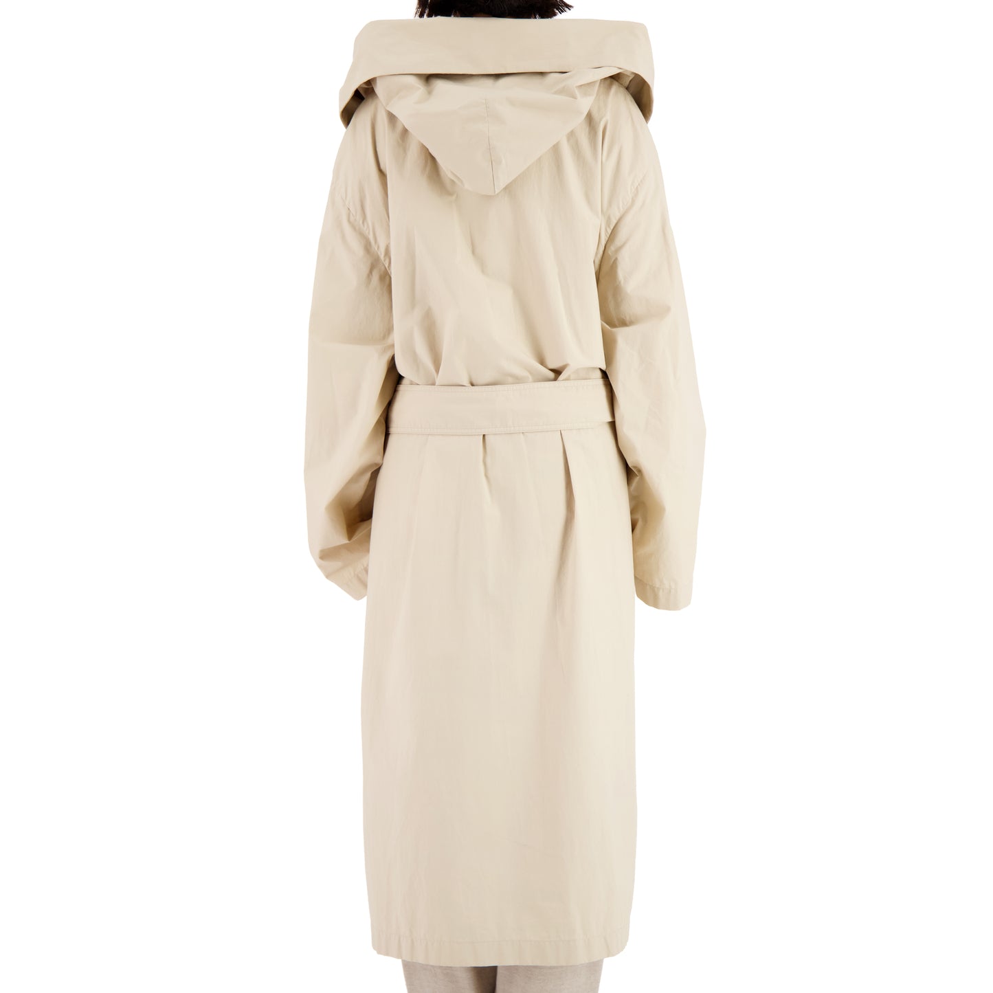 Cal Cotton Wrap Hooded Coat Light Beige
