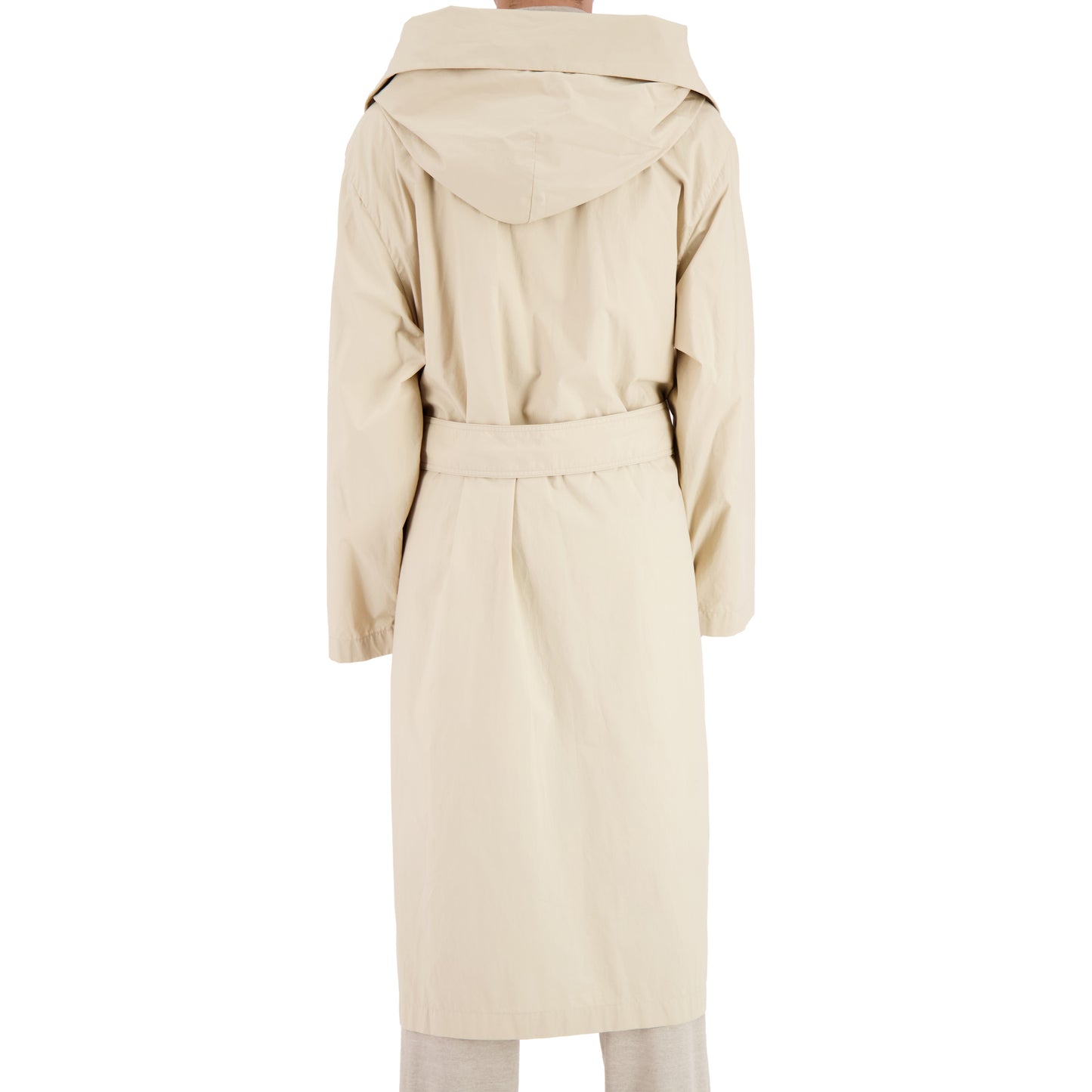 Cal Cotton Wrap Hooded Coat Light Beige