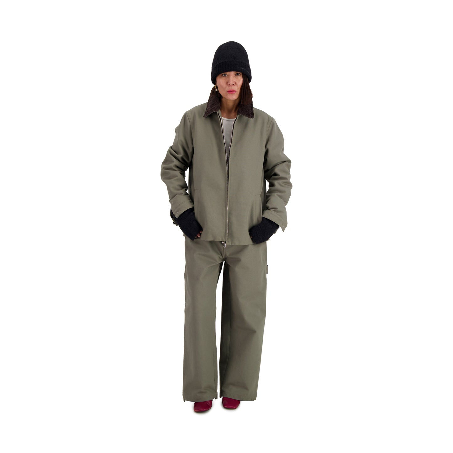Frankie Cotton Straight Leg Workwear Trousers Weimaraner Grey