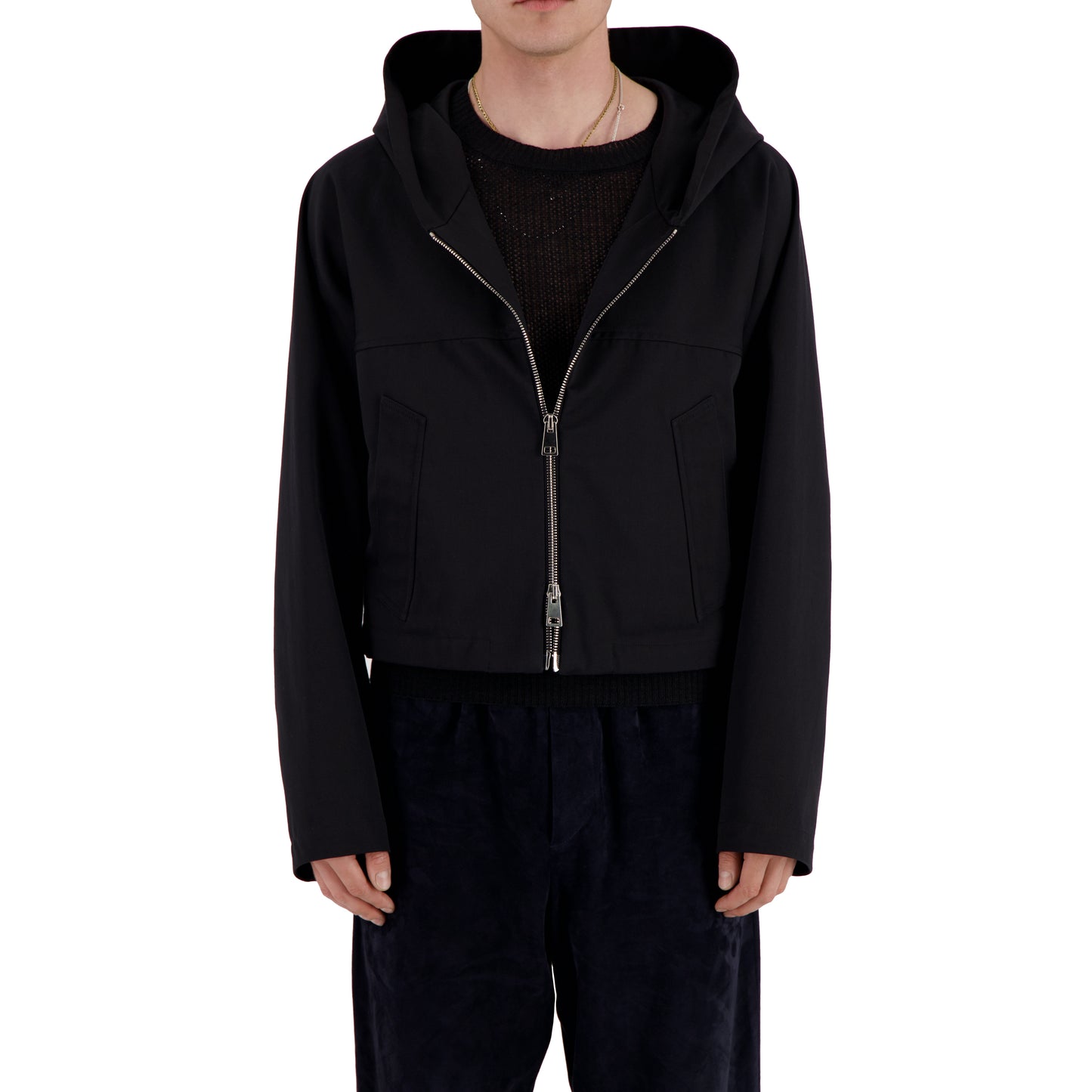 Georg Unlined Hooded Cotton Blouson Black
