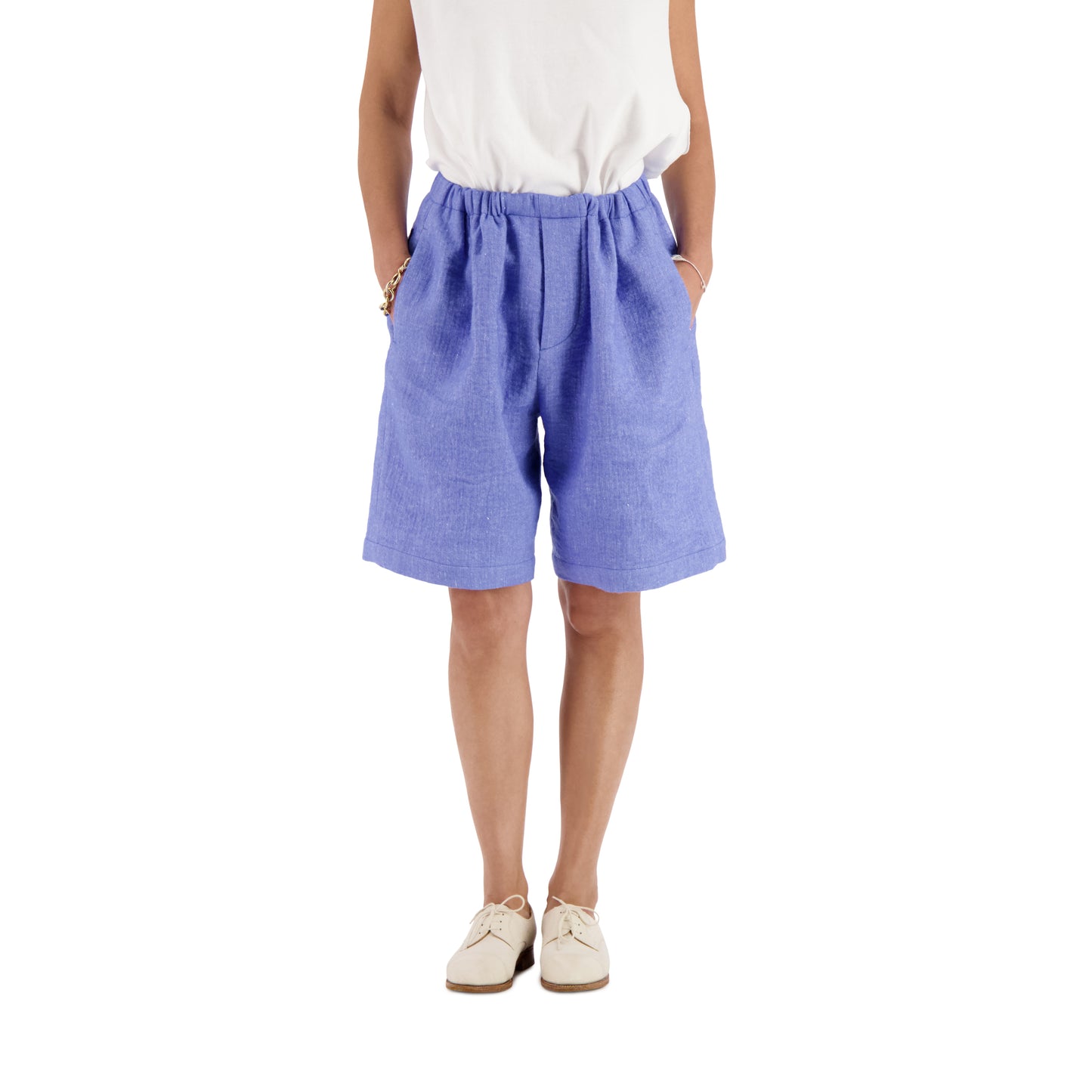 Neil Exaggerated Lofty Wool Drawstring Trousers Sky Blue