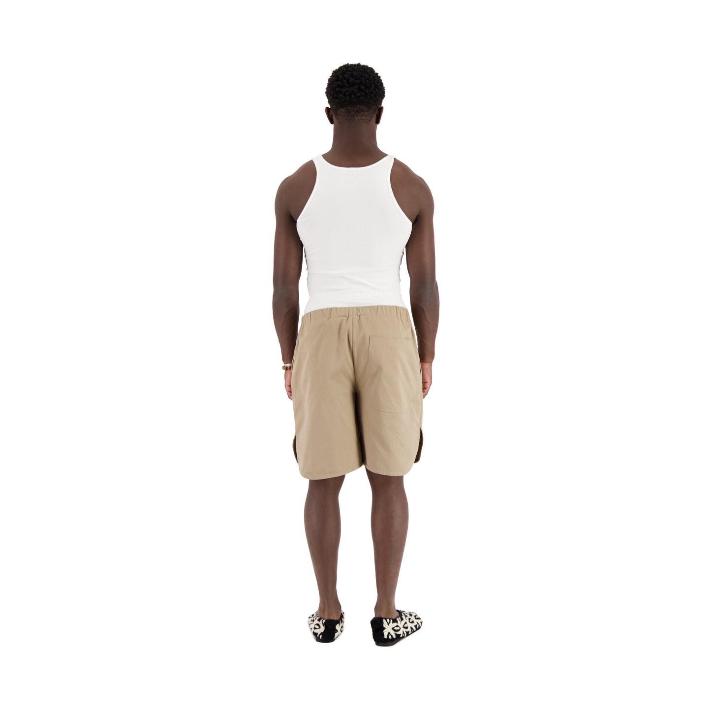 Daniel Unlined Cotton Drawstring Basketball Shorts Beige