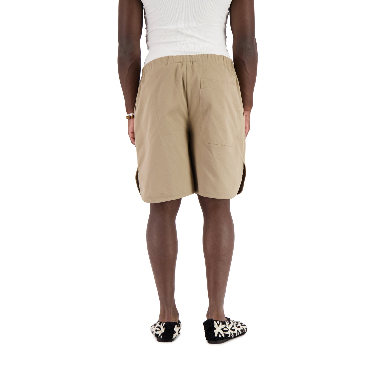 Daniel Unlined Cotton Drawstring Basketball Shorts Beige