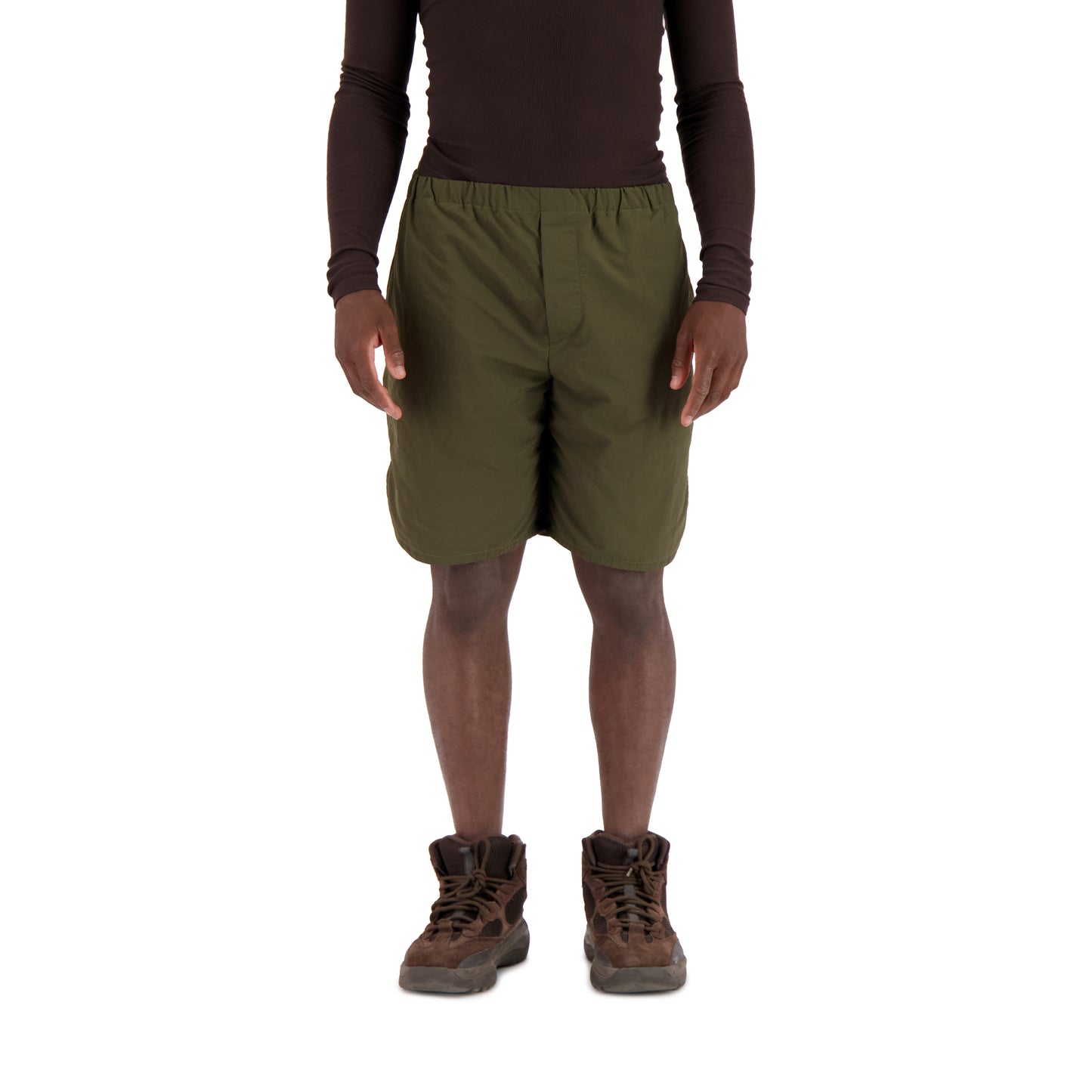 Daniel Unlined Nylon Drawstring Basketball Shorts Dark Khaki Brown