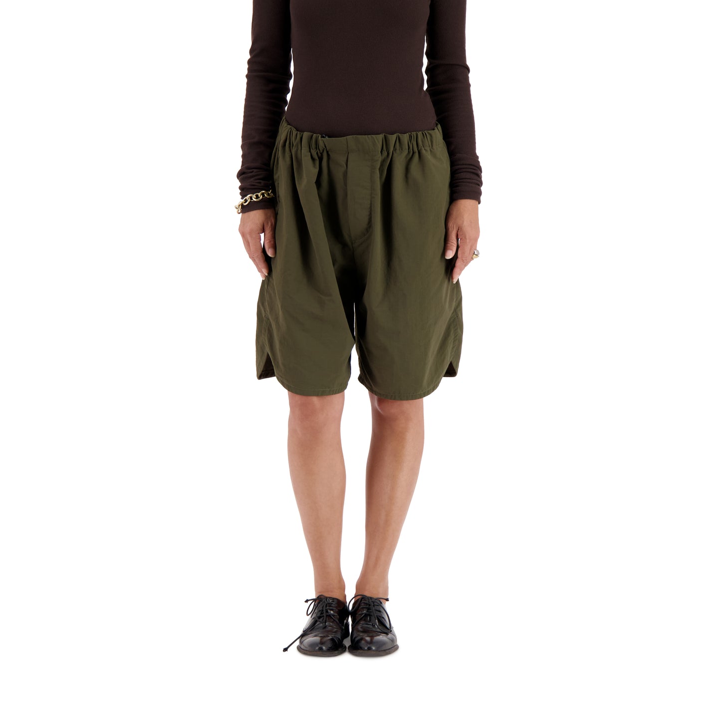Daniel Unlined Nylon Drawstring Basketball Shorts Dark Khaki Brown