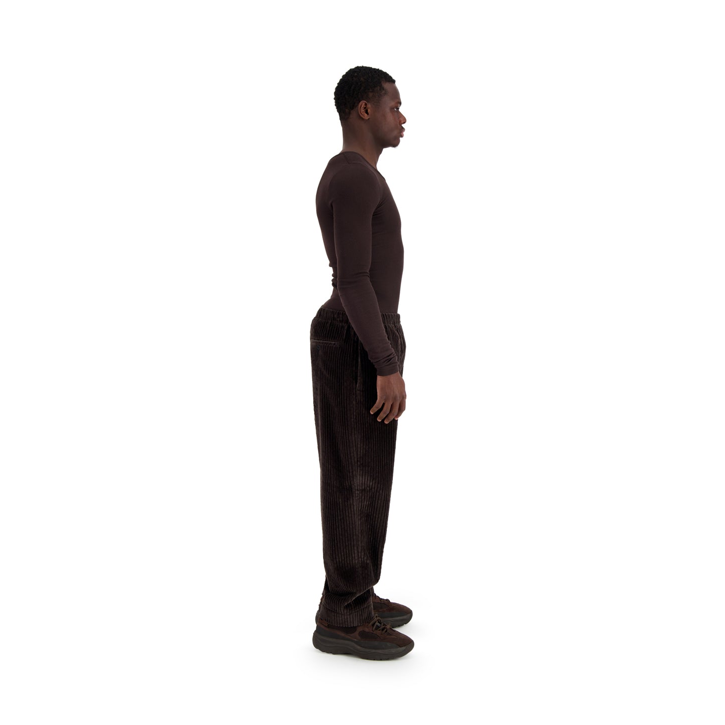 Ed Unlined Exaggerated Cotton Corduroy Drawstring Trousers Dark Chocolate Brown