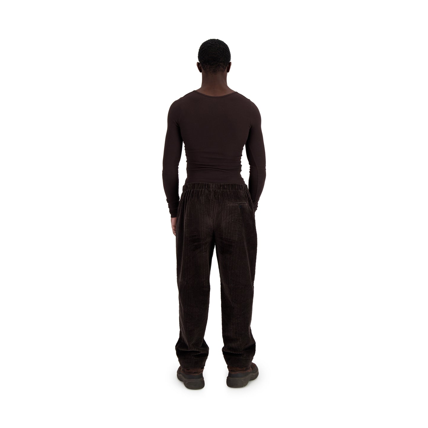 Ed Unlined Exaggerated Cotton Corduroy Drawstring Trousers Dark Chocolate Brown