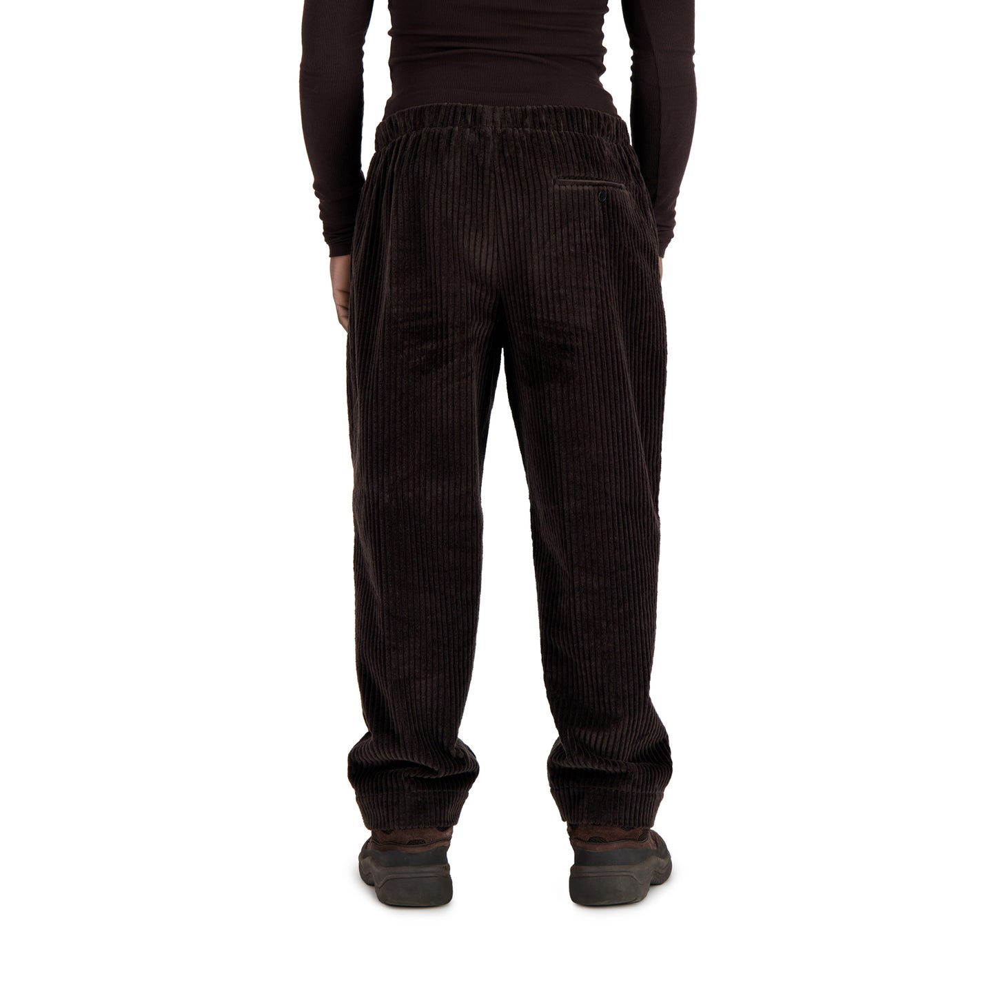 Ed Unlined Exaggerated Cotton Corduroy Drawstring Trousers Dark Chocolate Brown
