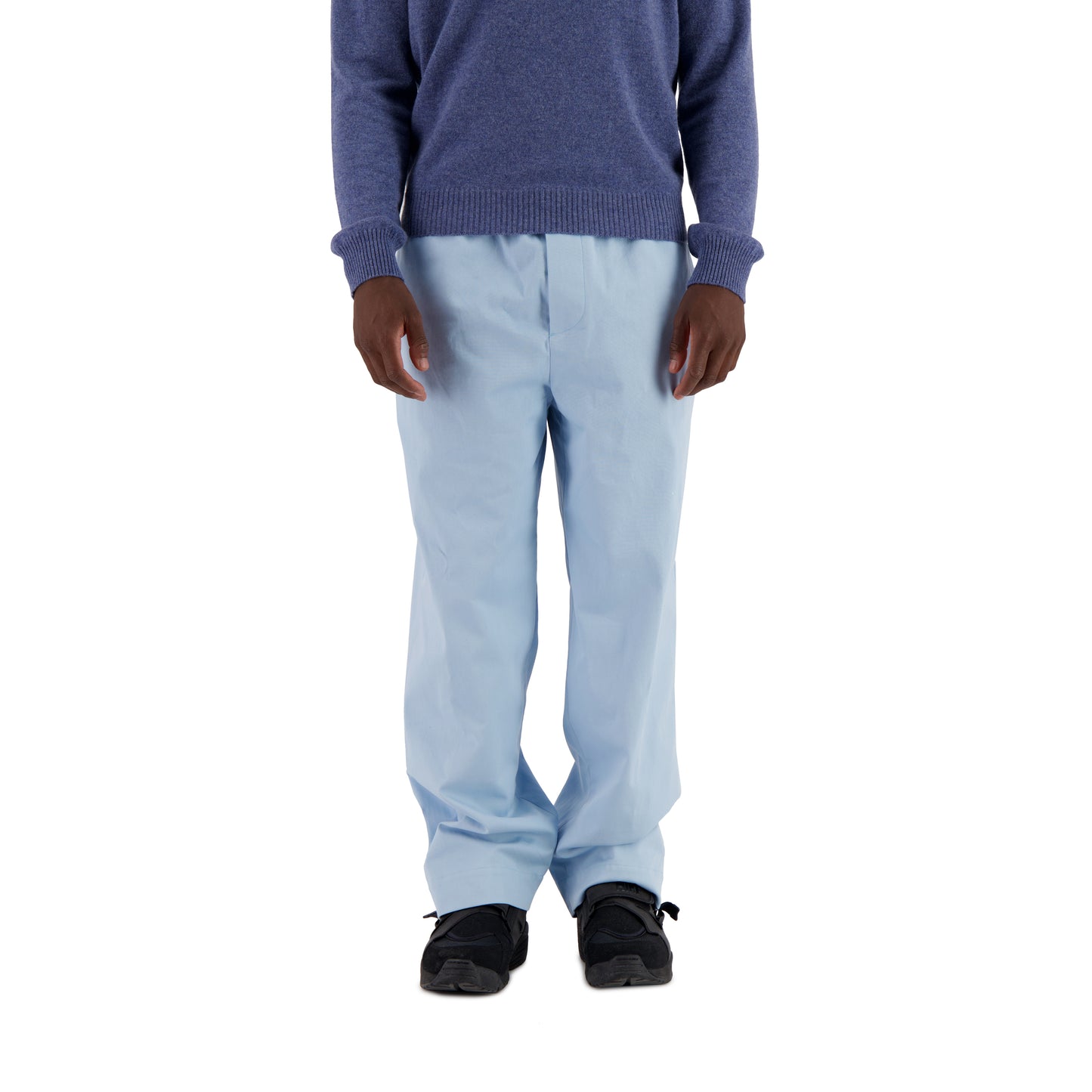 Ed Unlined Mid Weight Cotton Drawstring Trousers Ice Blue