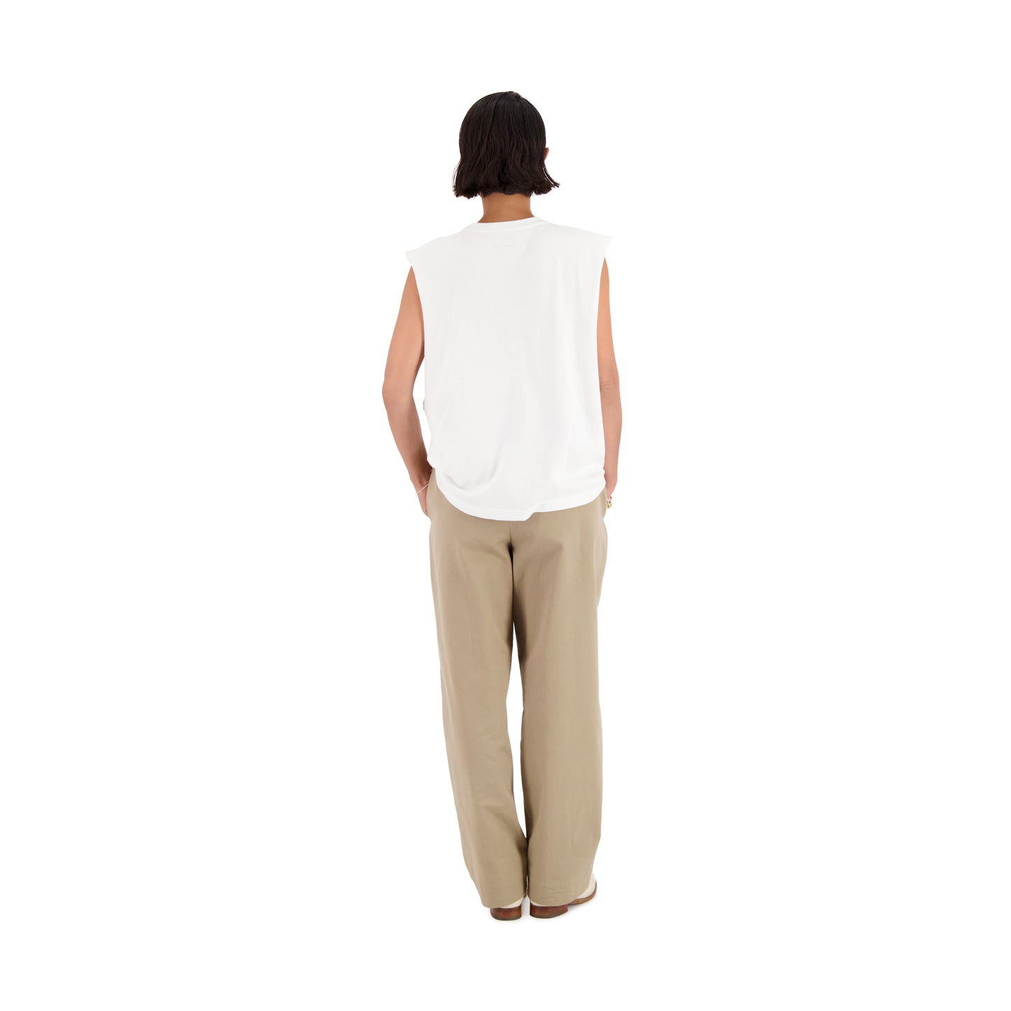 Ed Unlined Mid Weight Cotton Drawstring Trousers Beige