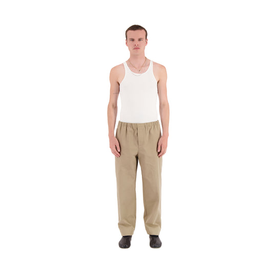 Ed Unlined Mid Weight Cotton Drawstring Trousers Beige