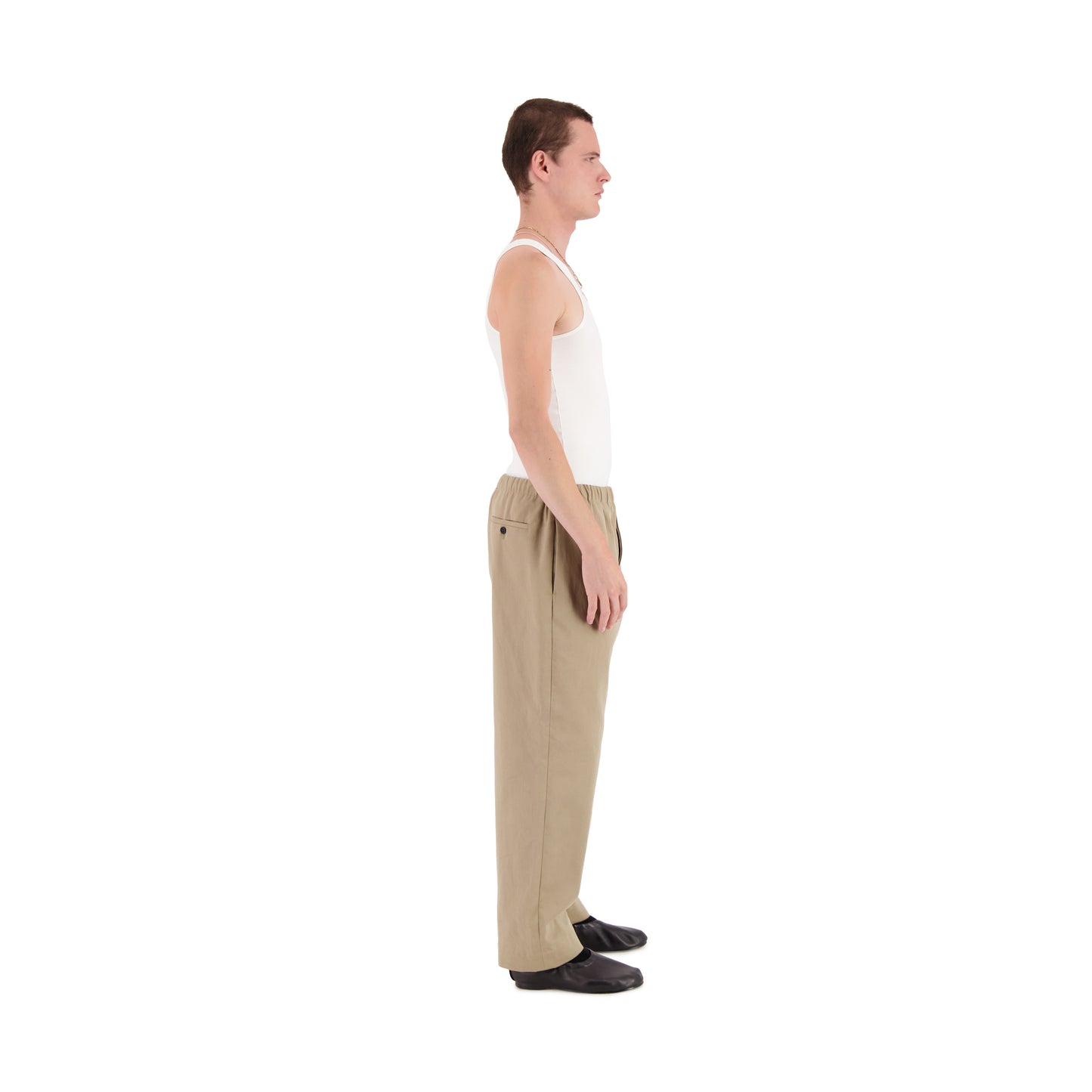 Ed Unlined Mid Weight Cotton Drawstring Trousers Beige