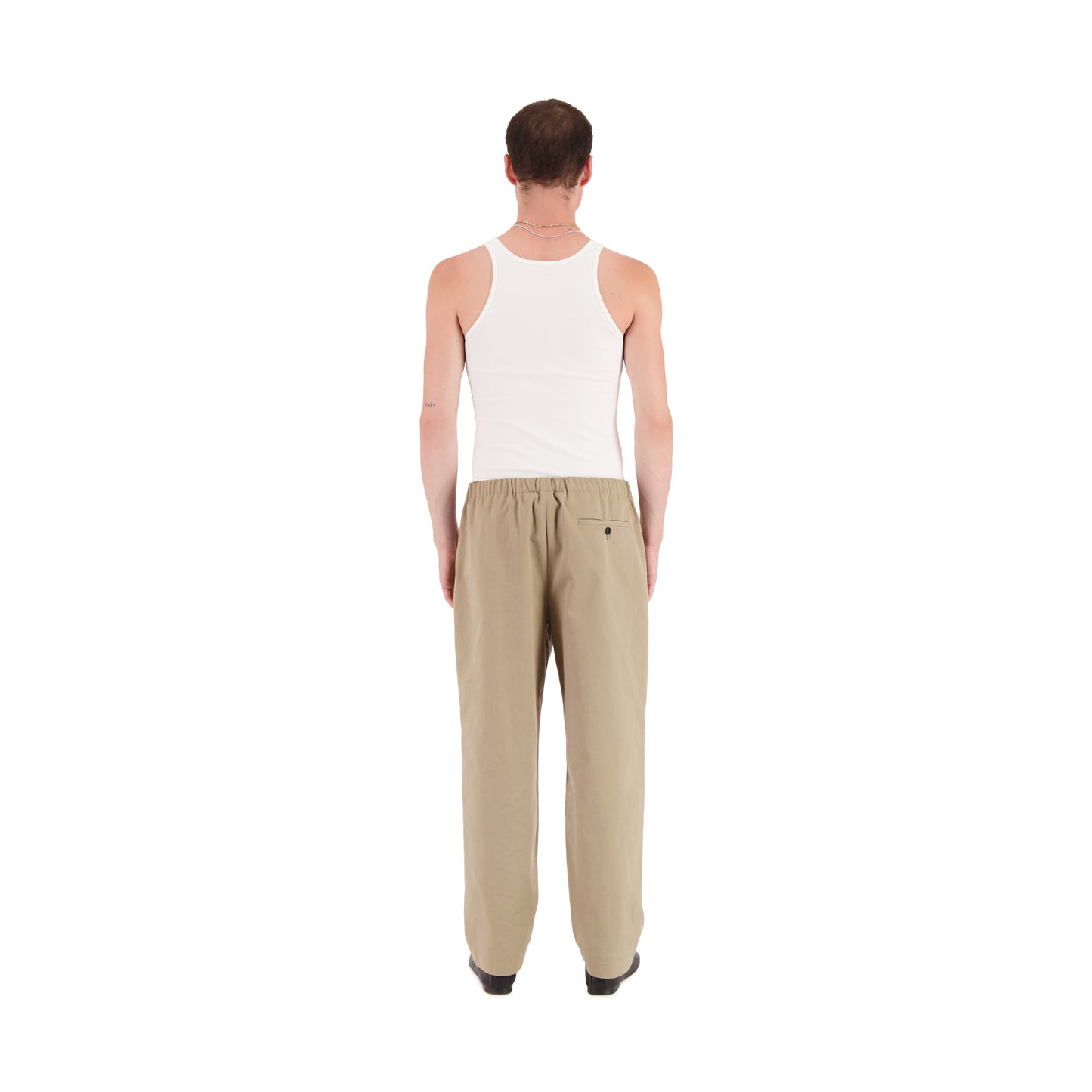 Ed Unlined Mid Weight Cotton Drawstring Trousers Beige