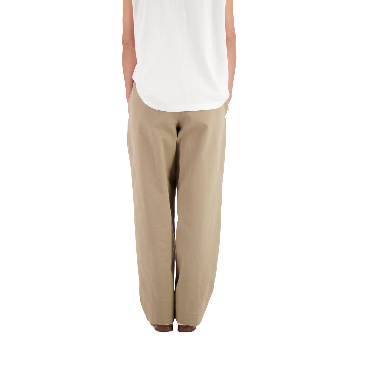 Ed Unlined Mid Weight Cotton Drawstring Trousers Beige