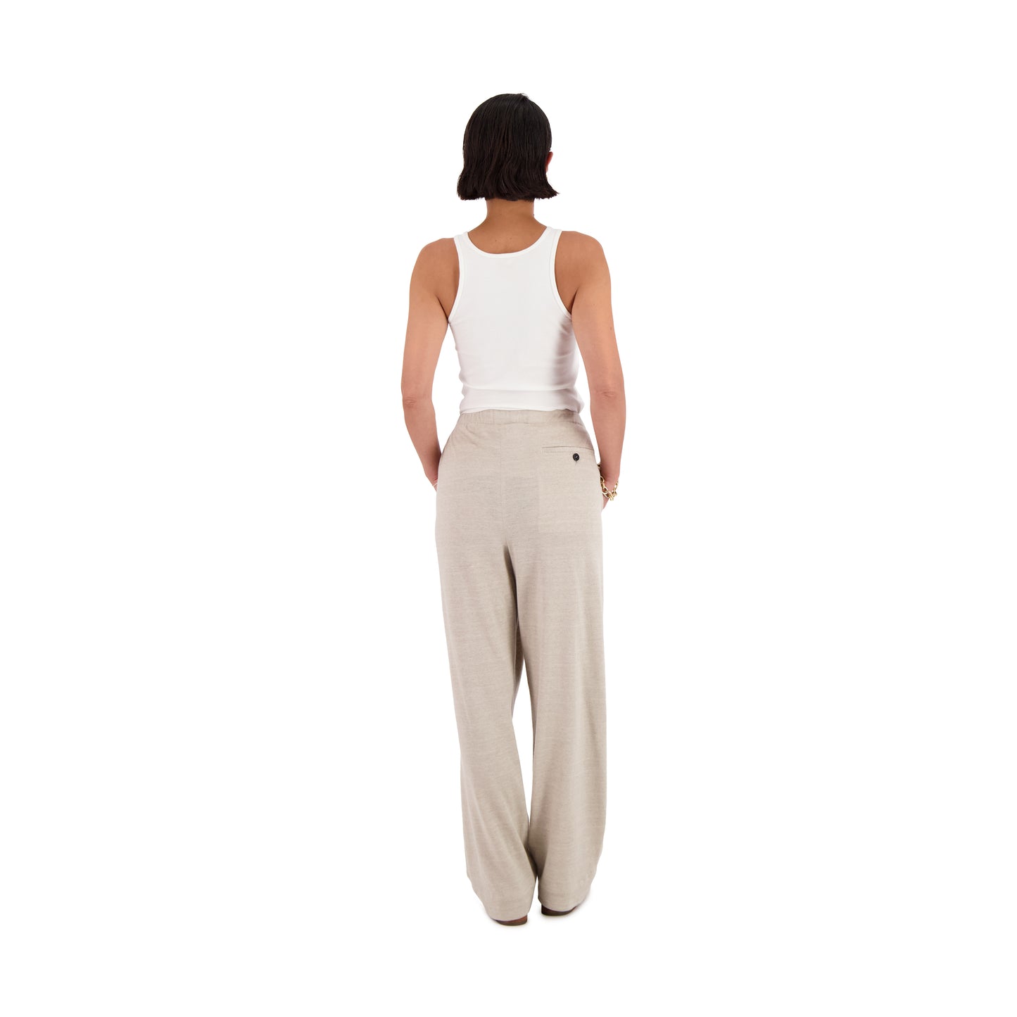 Ed Unlined Linen Cashmere Knit Drawstring Trousers Grey
