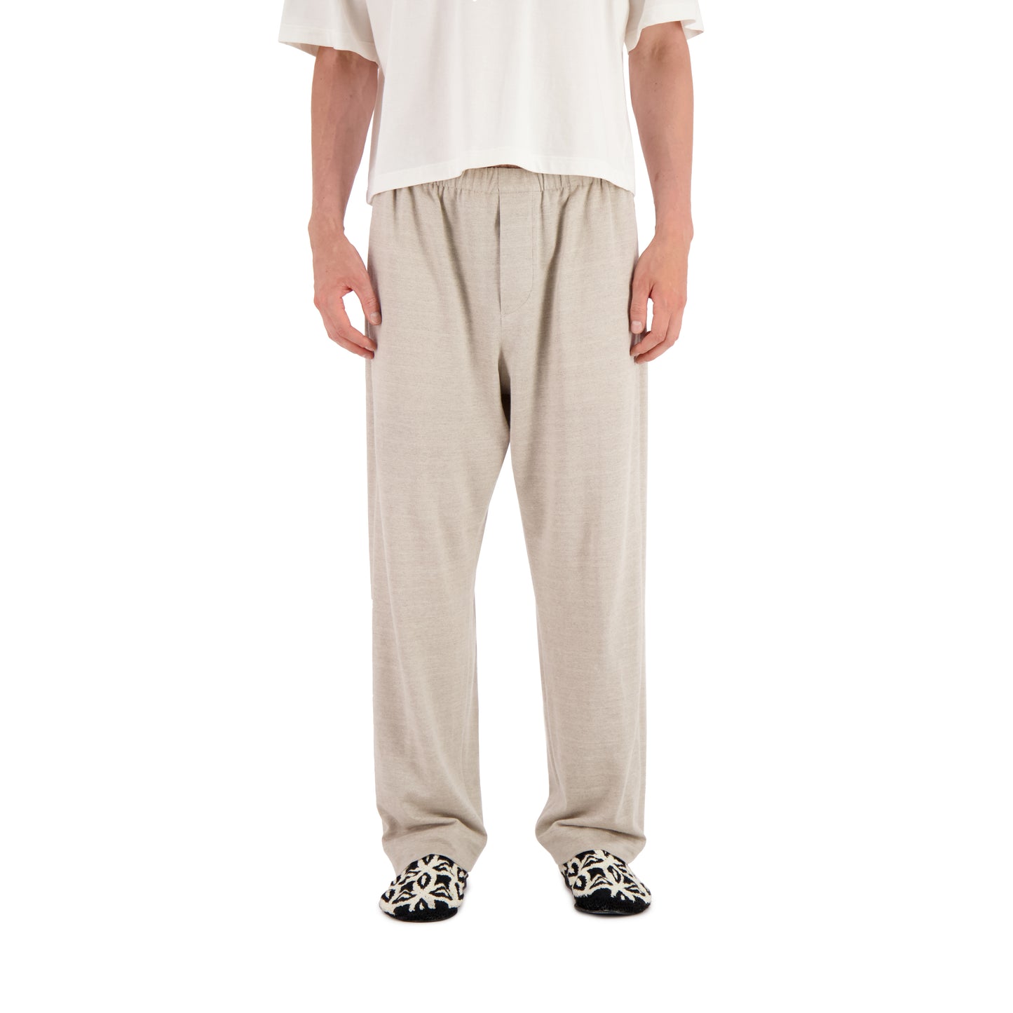 Ed Unlined Linen Cashmere Knit Drawstring Trousers Grey