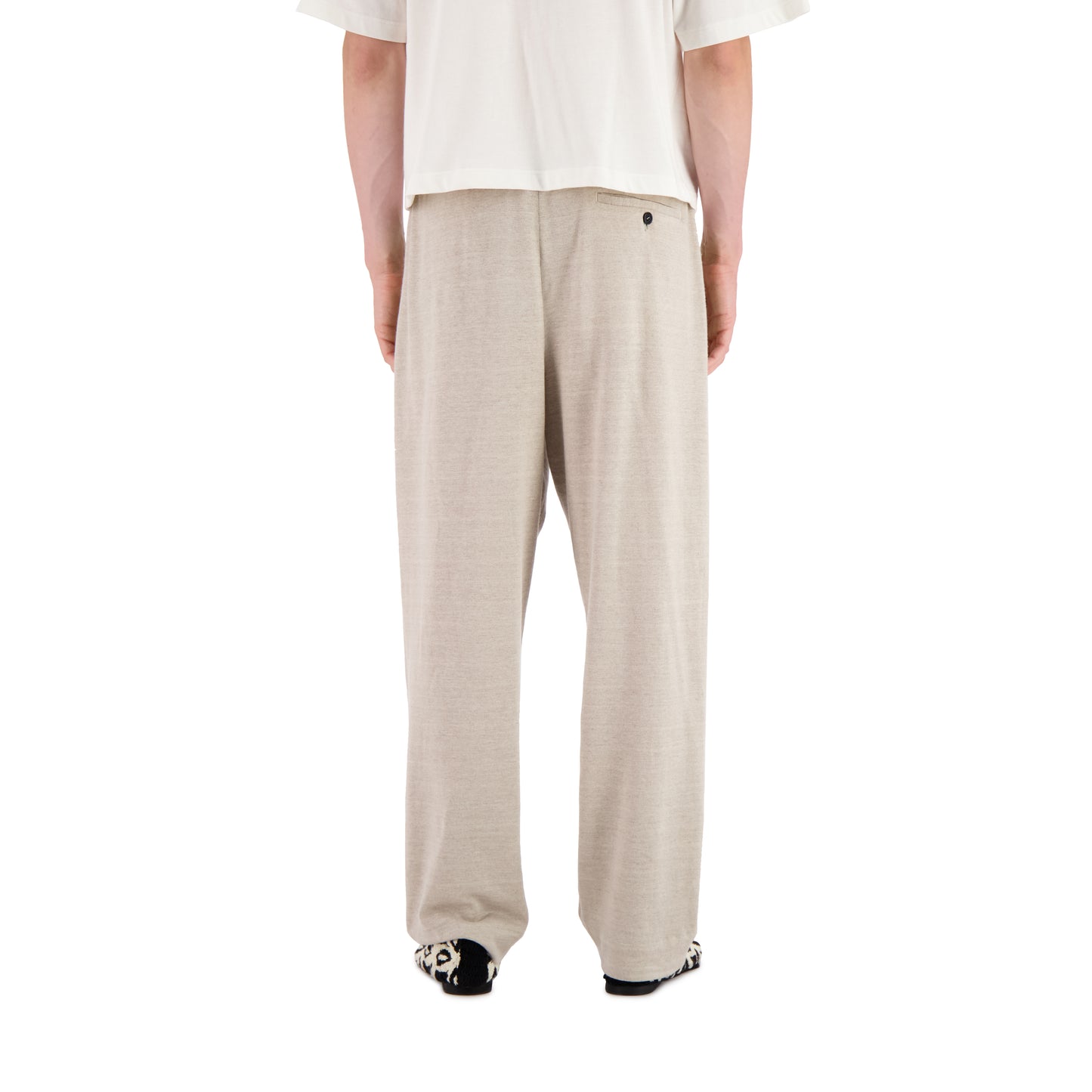 Ed Unlined Linen Cashmere Knit Drawstring Trousers Grey