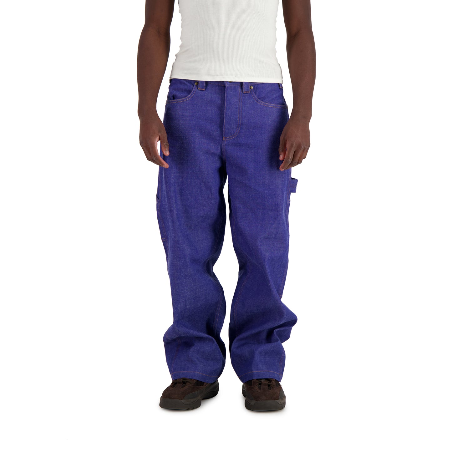 Frankie Denim Straight Leg Workwear Trousers Blue Raw Denim