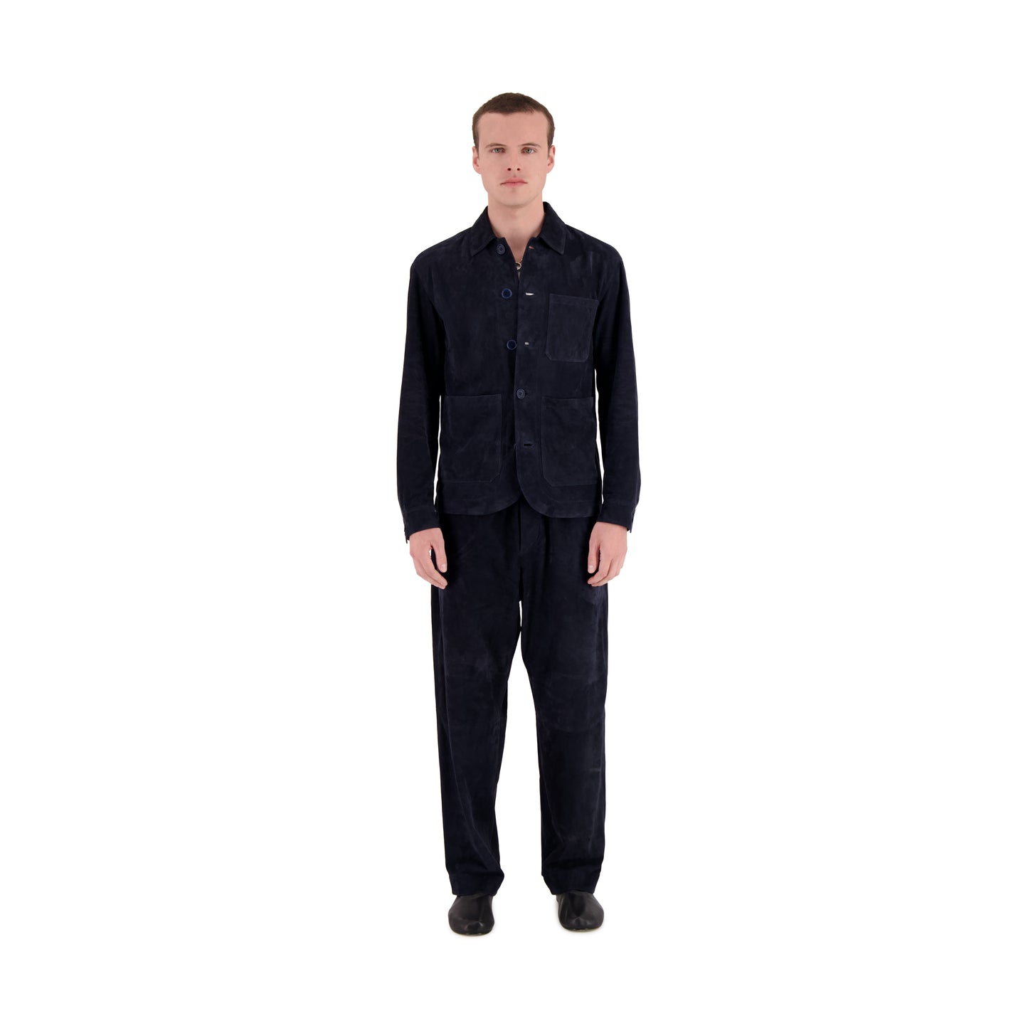 Julian Unlined Lamb Suede Shirt Jacket Midnight Blue