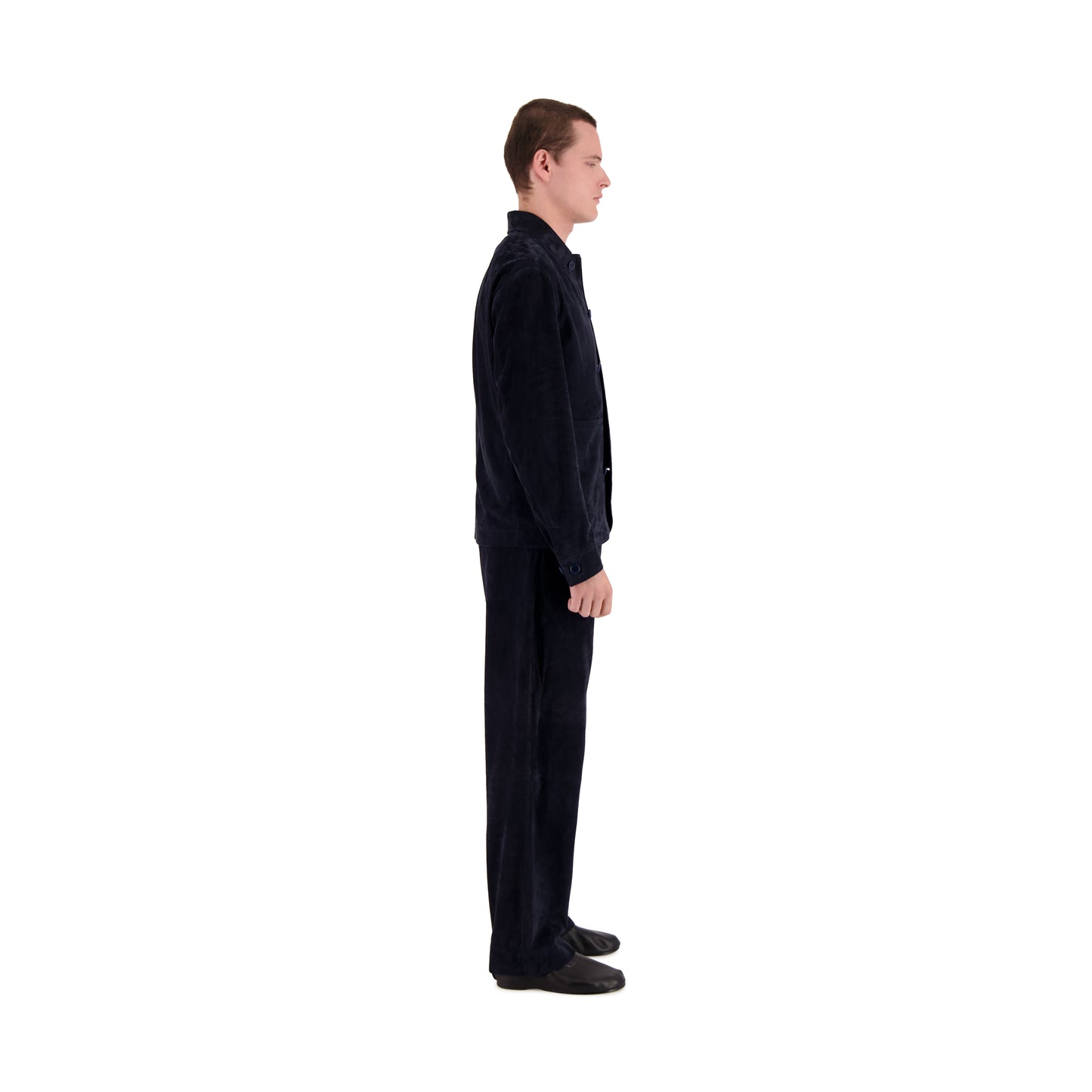 Julian Unlined Lamb Suede Shirt Jacket Midnight Blue