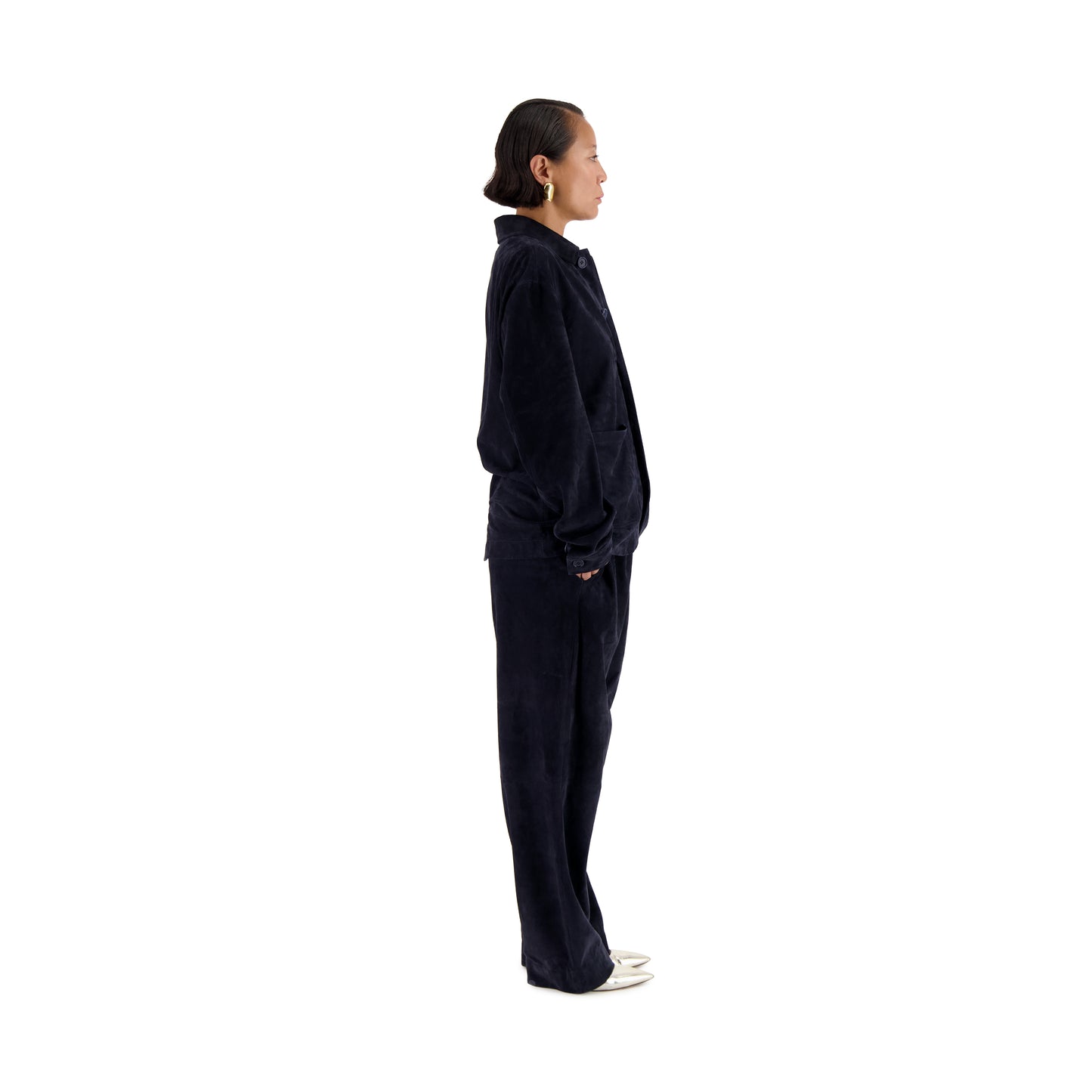 Julian Unlined Lamb Suede Shirt Jacket Midnight Blue