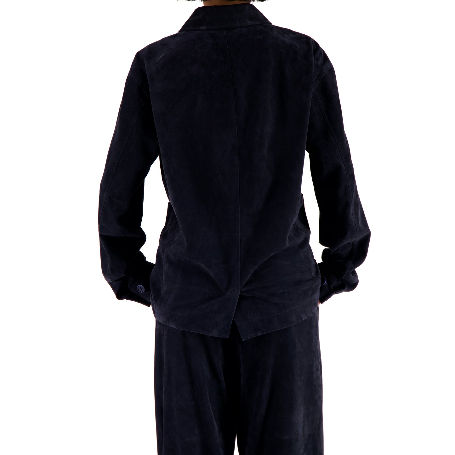 Julian Unlined Lamb Suede Shirt Jacket Midnight Blue