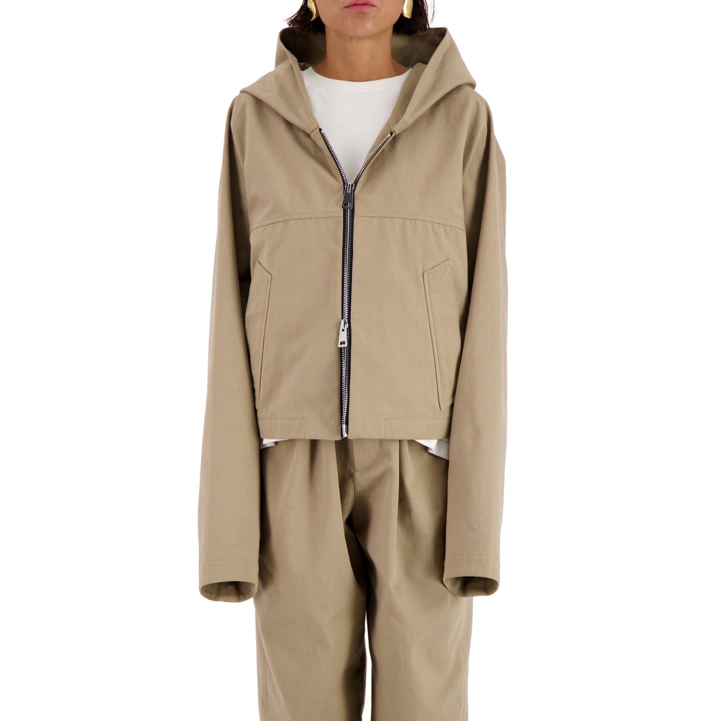 Georg Unlined Hooded Cotton Blouson Beige