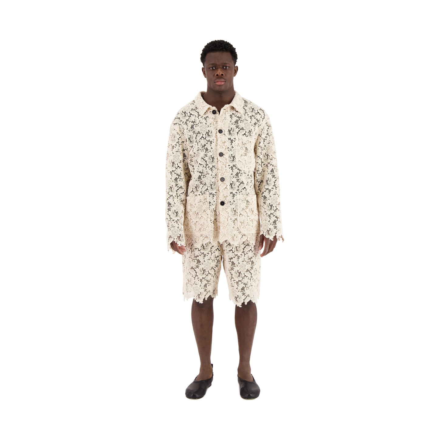 Bill Unlined Organic Cotton Lace Workwear Jacket Natural White