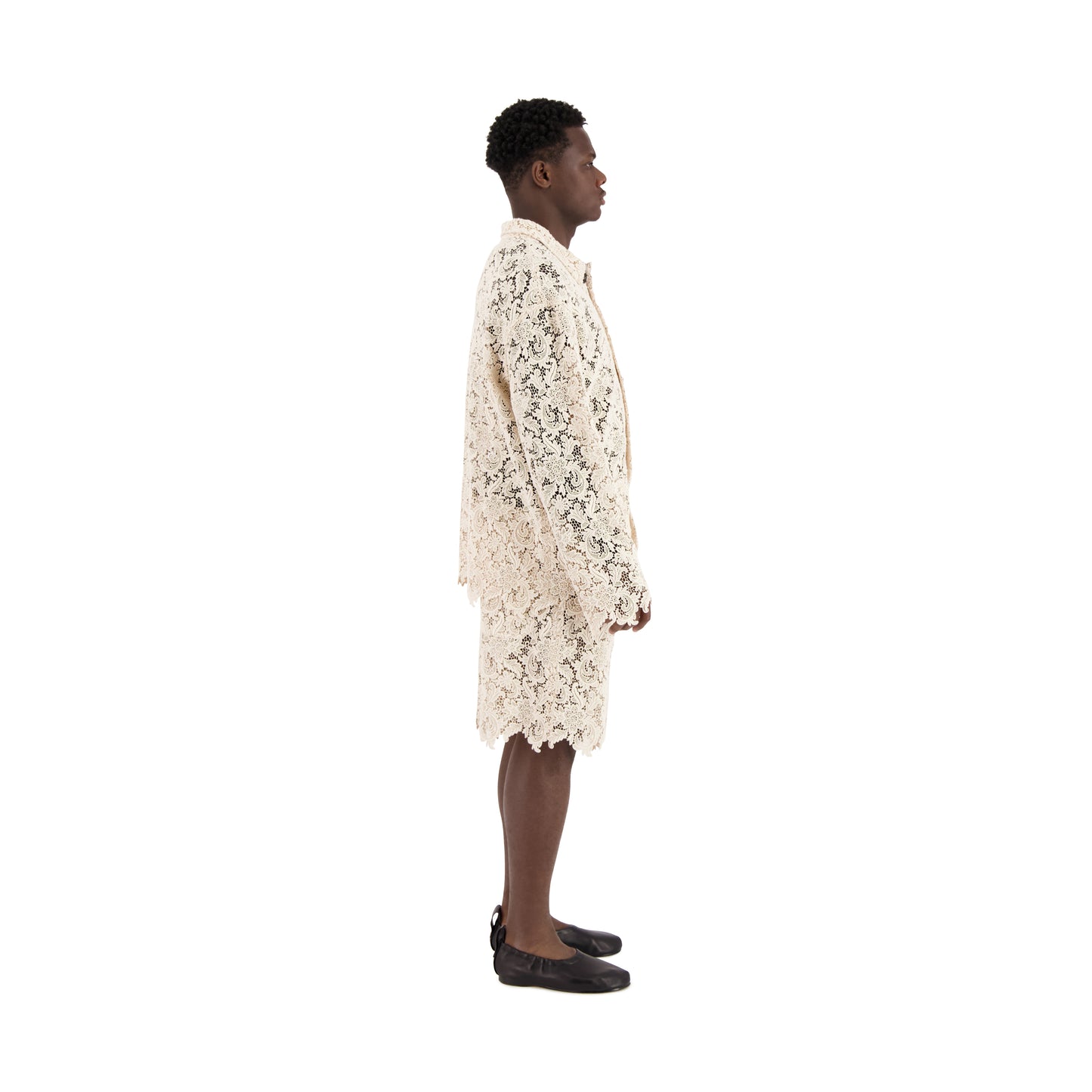 Bill Unlined Organic Cotton Lace Workwear Jacket Natural White