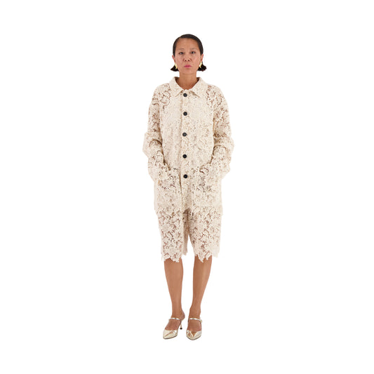 Bill Unlined Organic Cotton Lace Workwear Jacket Natural White