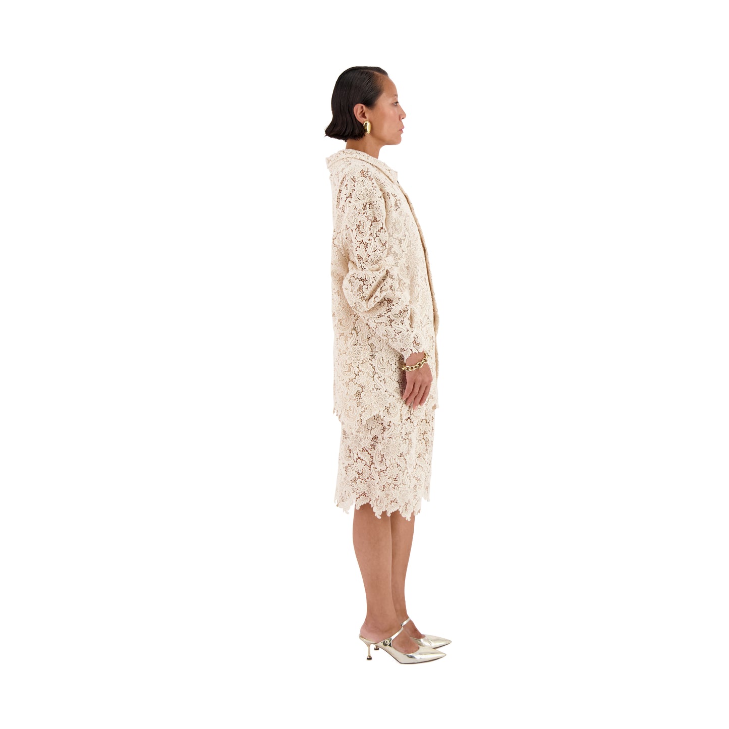 Bill Unlined Organic Cotton Lace Workwear Jacket Natural White