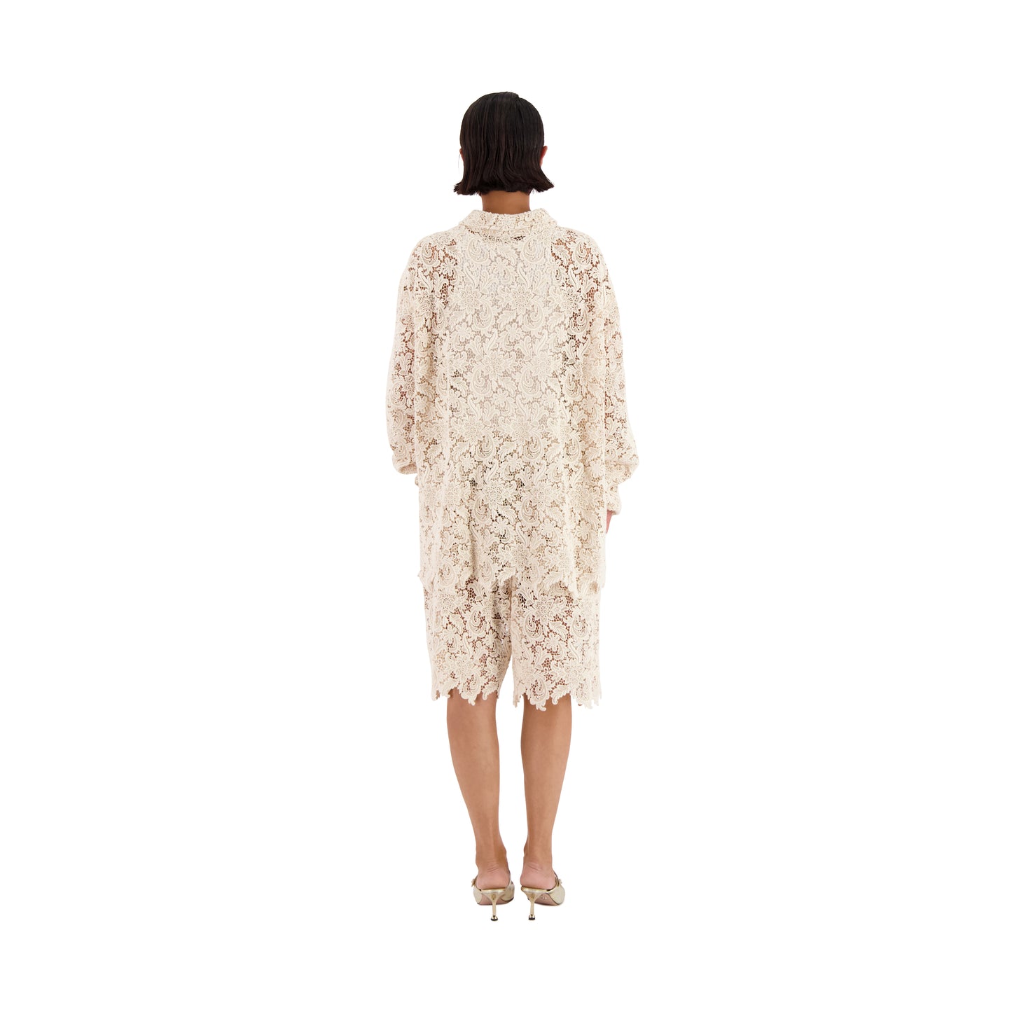 Bill Unlined Organic Cotton Lace Workwear Jacket Natural White