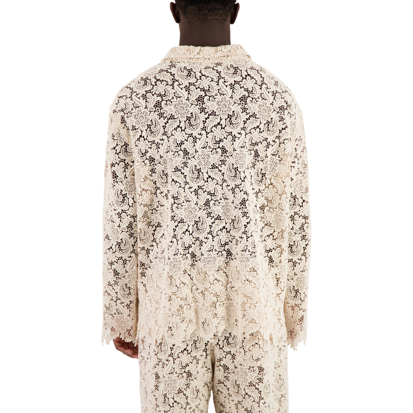 Bill Unlined Organic Cotton Lace Workwear Jacket Natural White