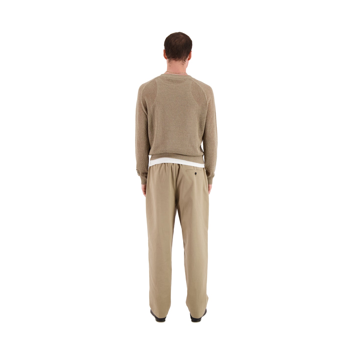 Jack Crew Neck Linen Wool Mesch Sweater Cognac