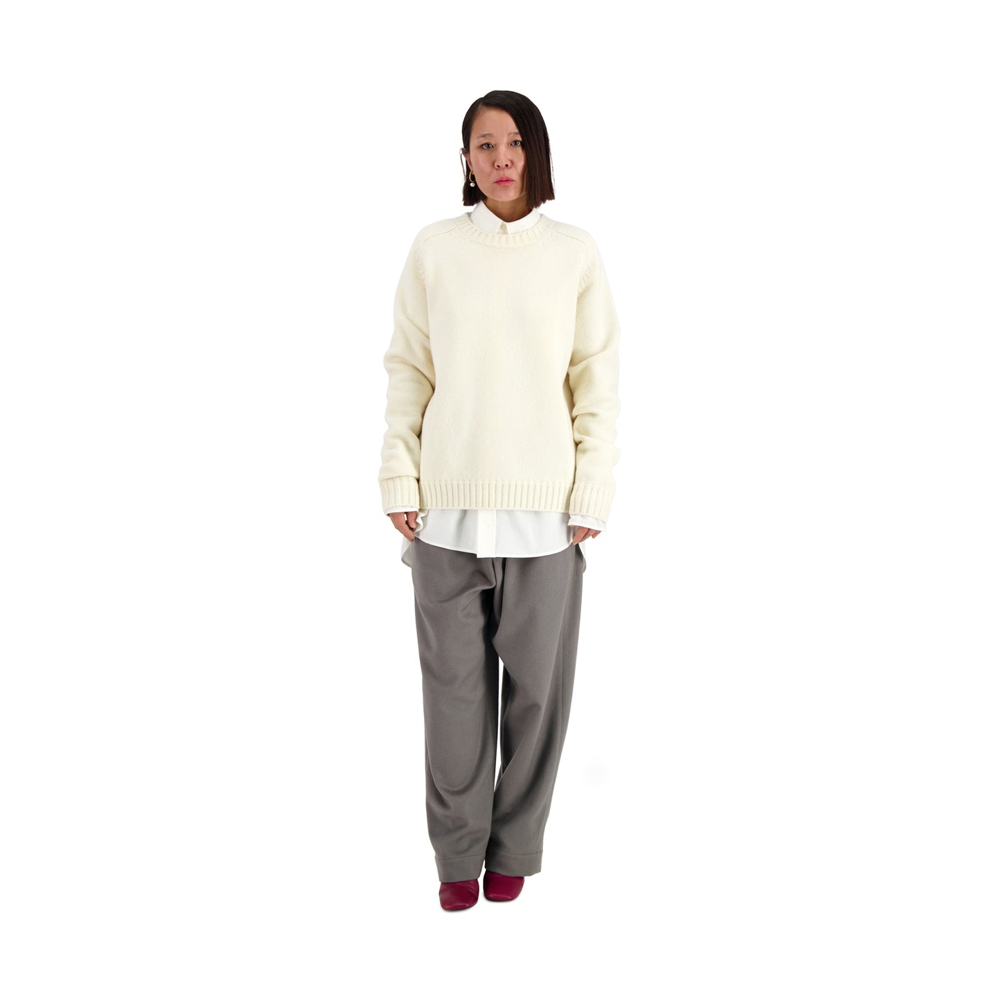 Jack Crew Neck Shetland Wool Sweater Natural White