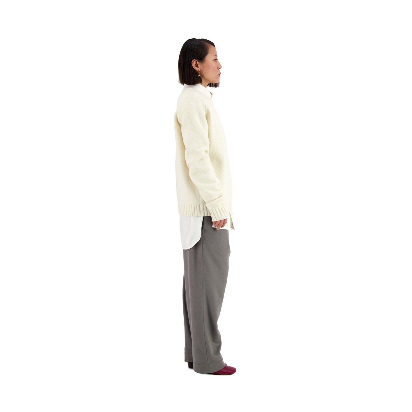 Jack Crew Neck Shetland Wool Sweater Natural White