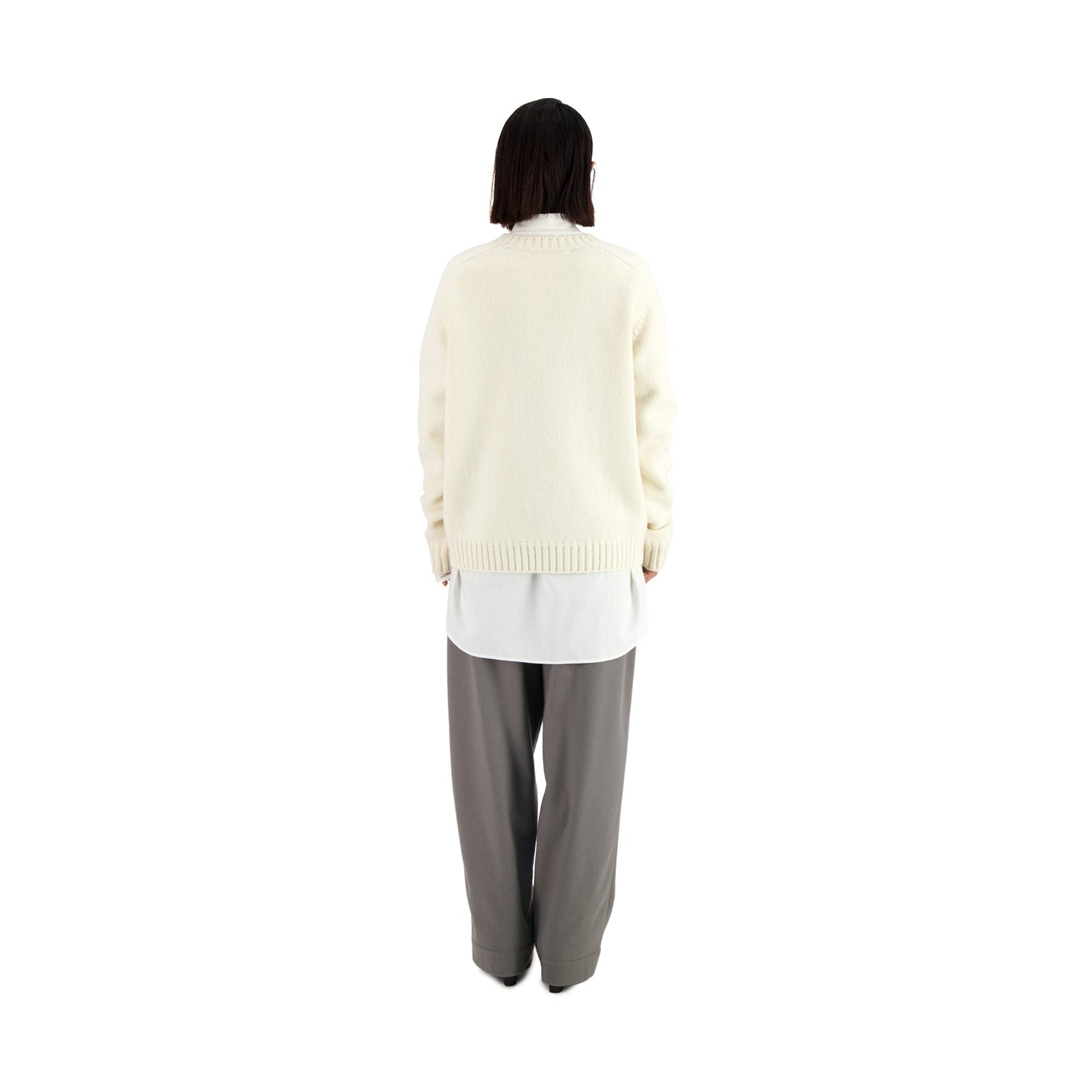 Jack Crew Neck Shetland Wool Sweater Natural White
