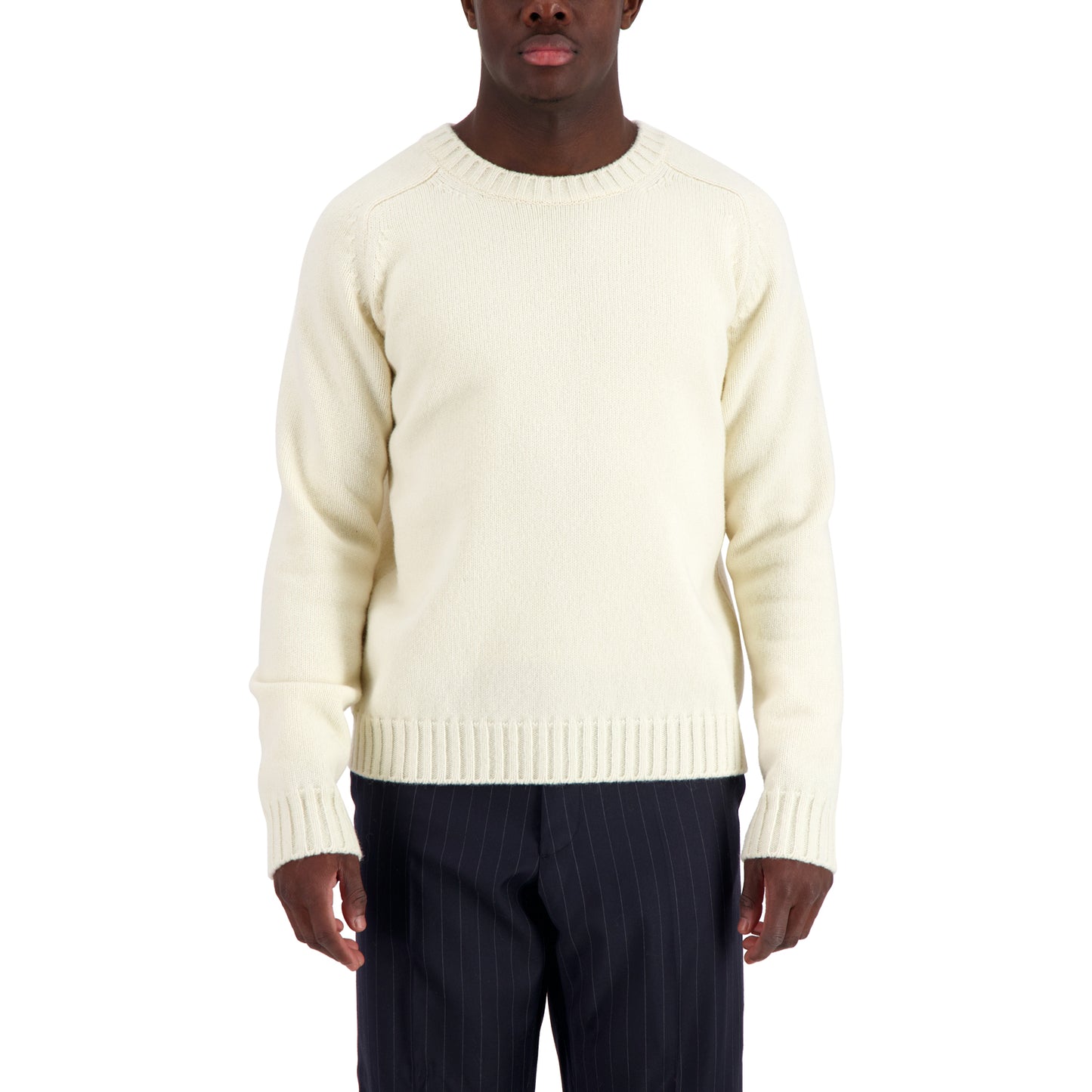 Jack Crew Neck Shetland Wool Sweater Natural White