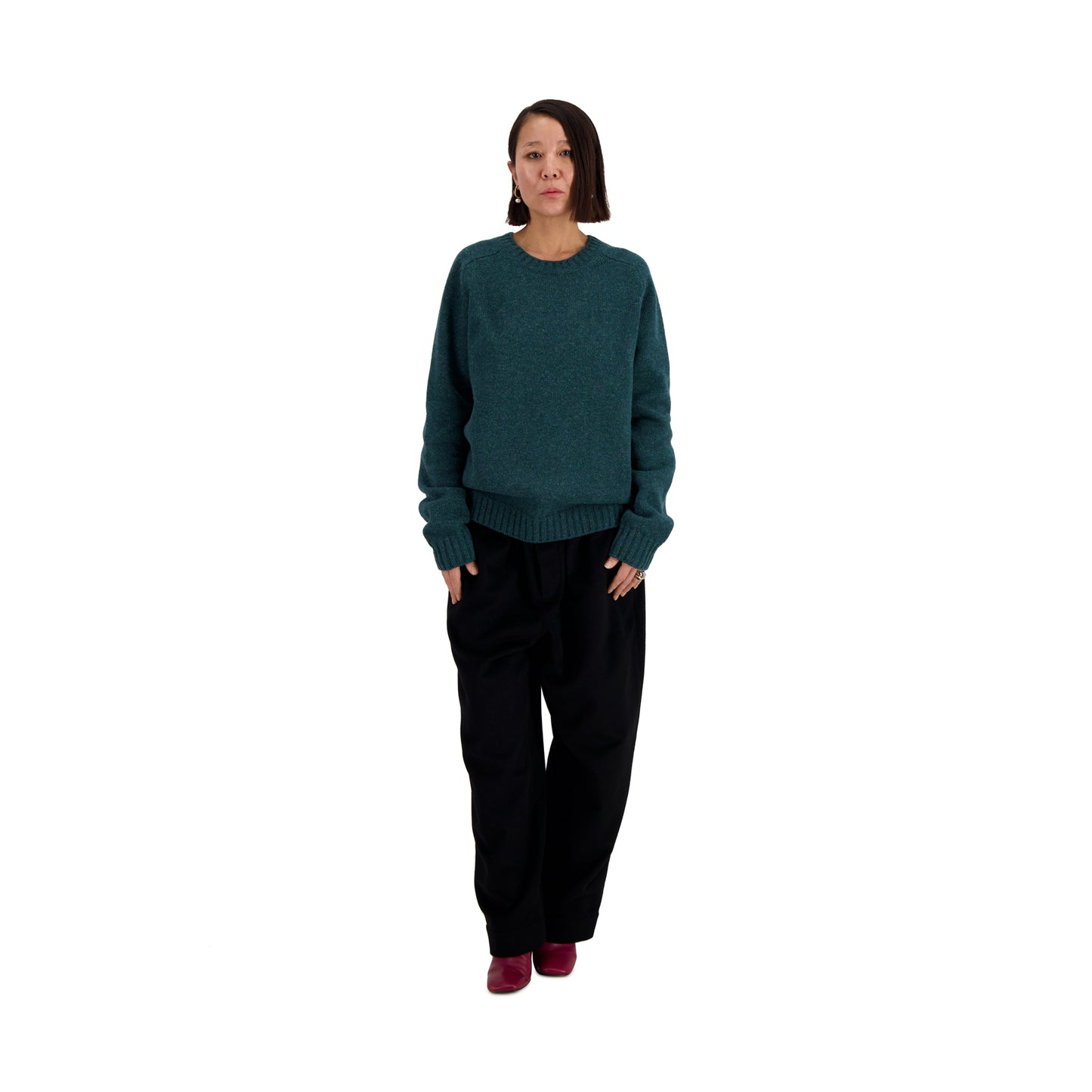 Jack Crew Neck Shetland Wool Sweater Bottle Green