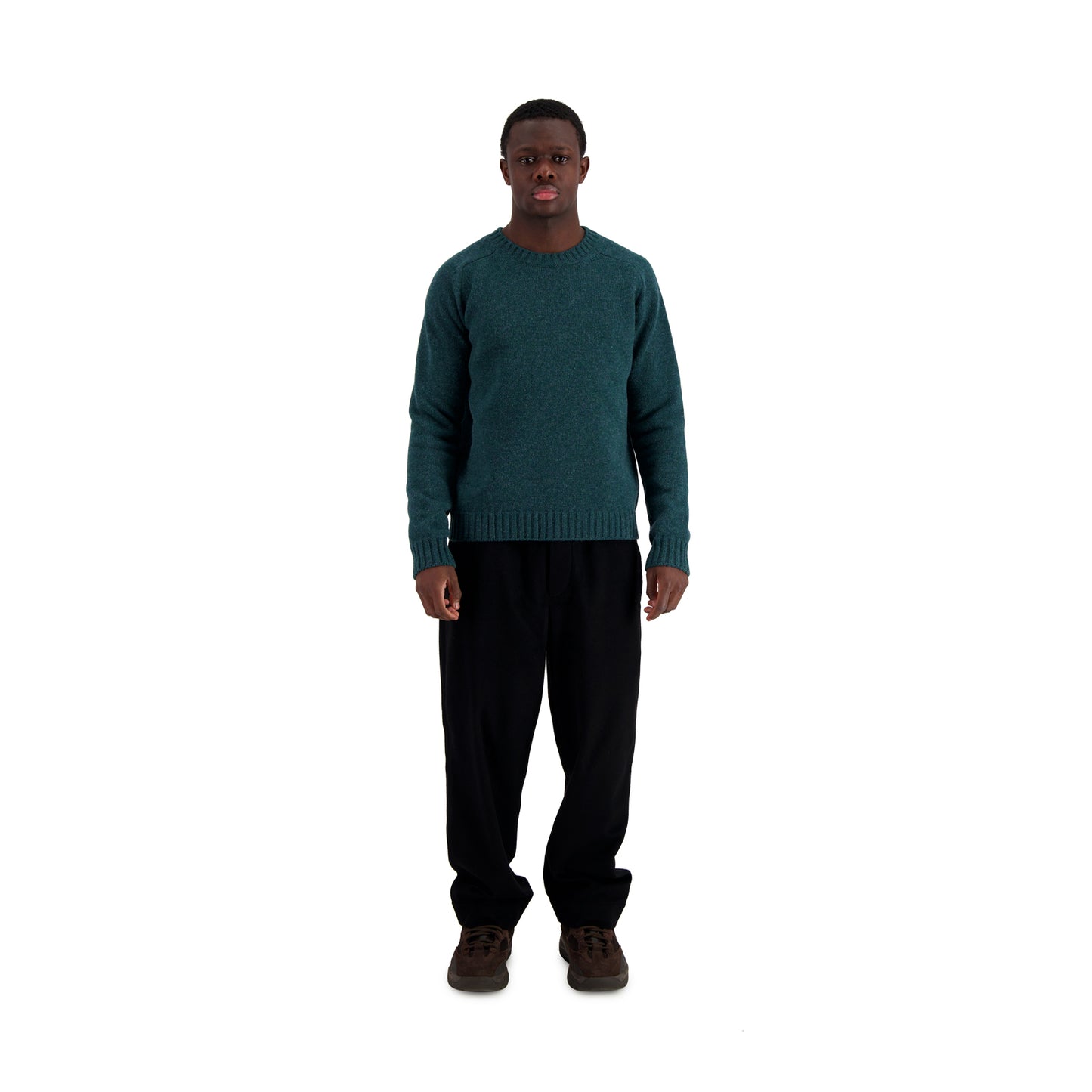 Jack Crew Neck Shetland Wool Sweater Bottle Green