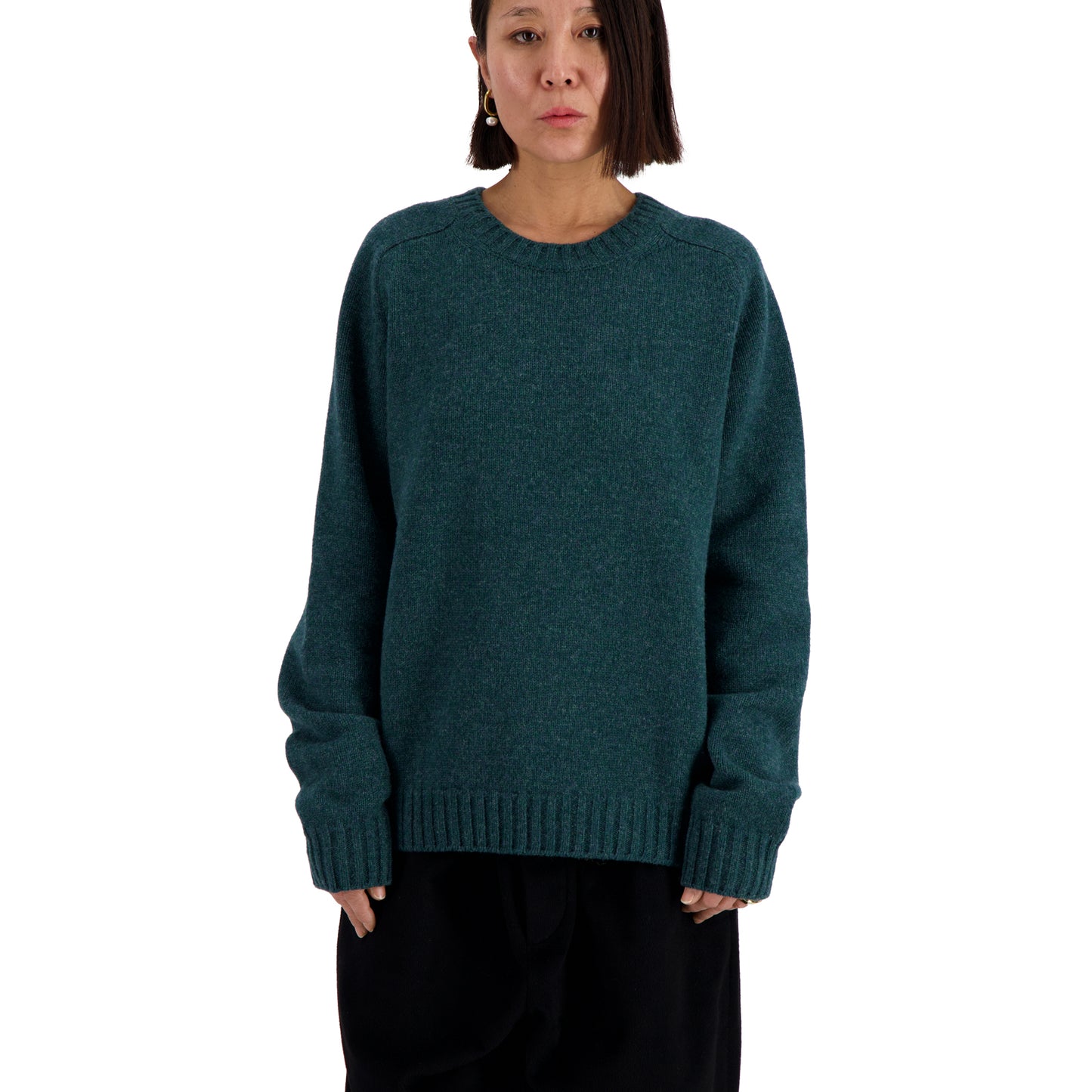 Jack Crew Neck Shetland Wool Sweater Bottle Green