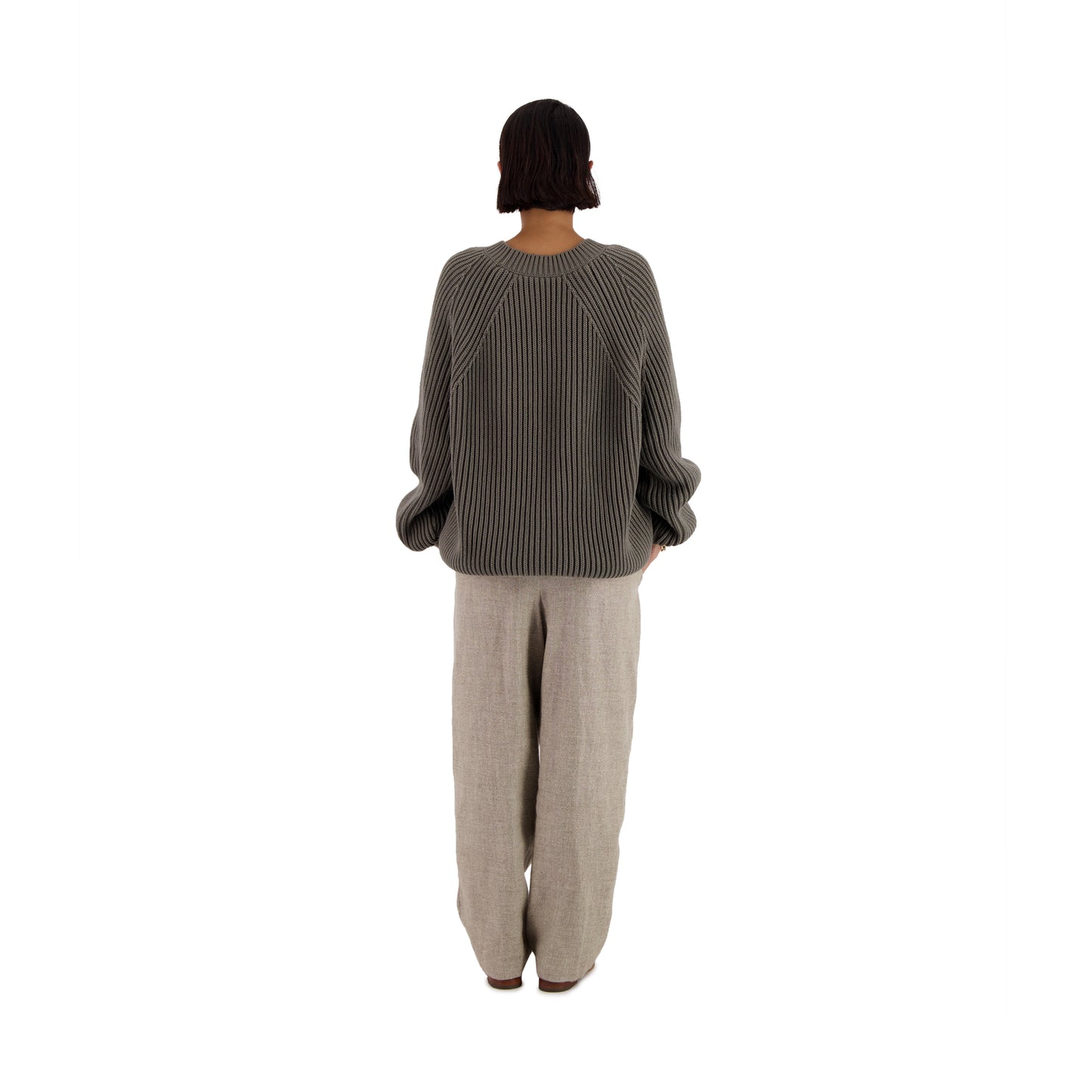 Michel Exaggerated Rib Cotton Crew Neck Weimaraner Grey