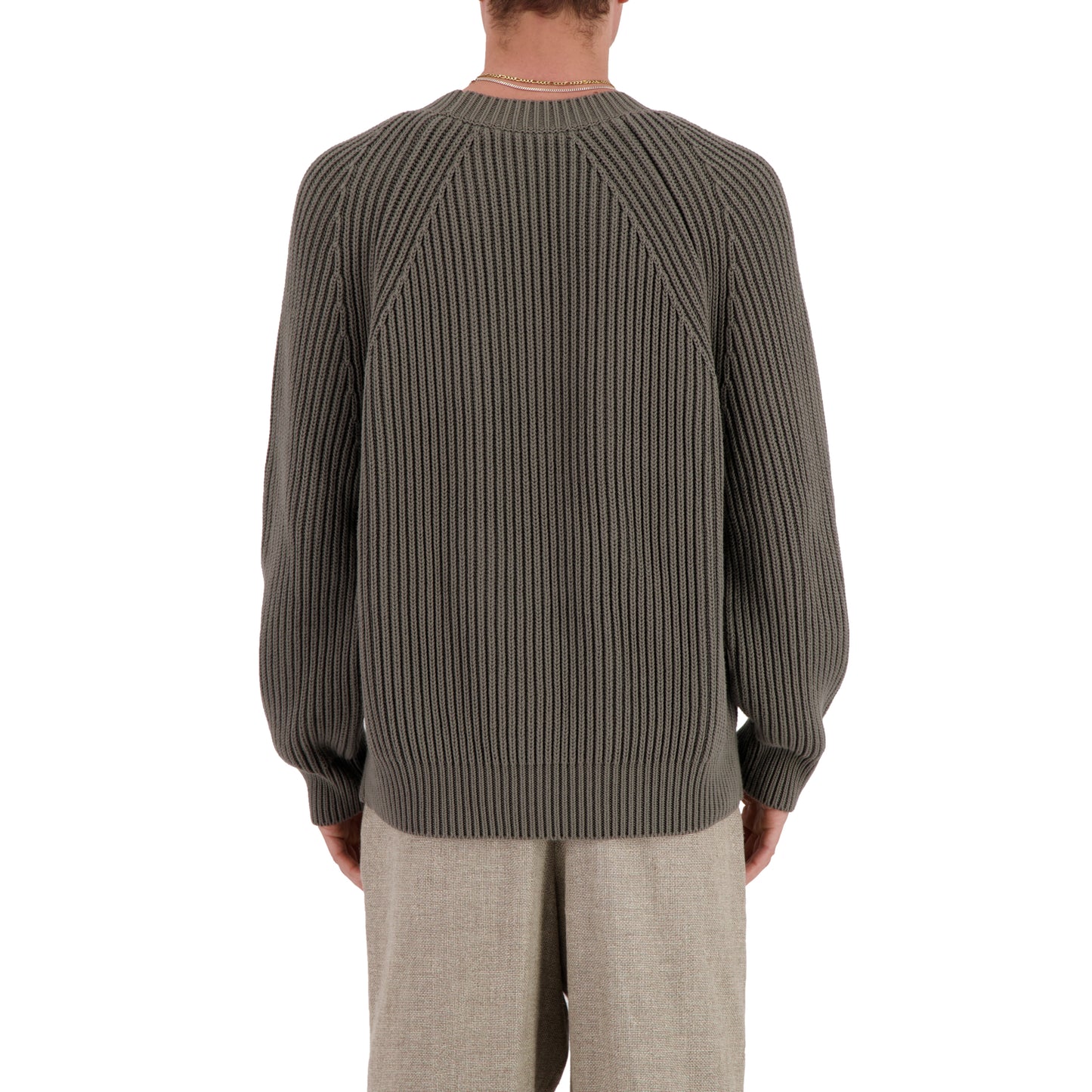 Michel Exaggerated Rib Cotton Crew Neck Weimaraner Grey