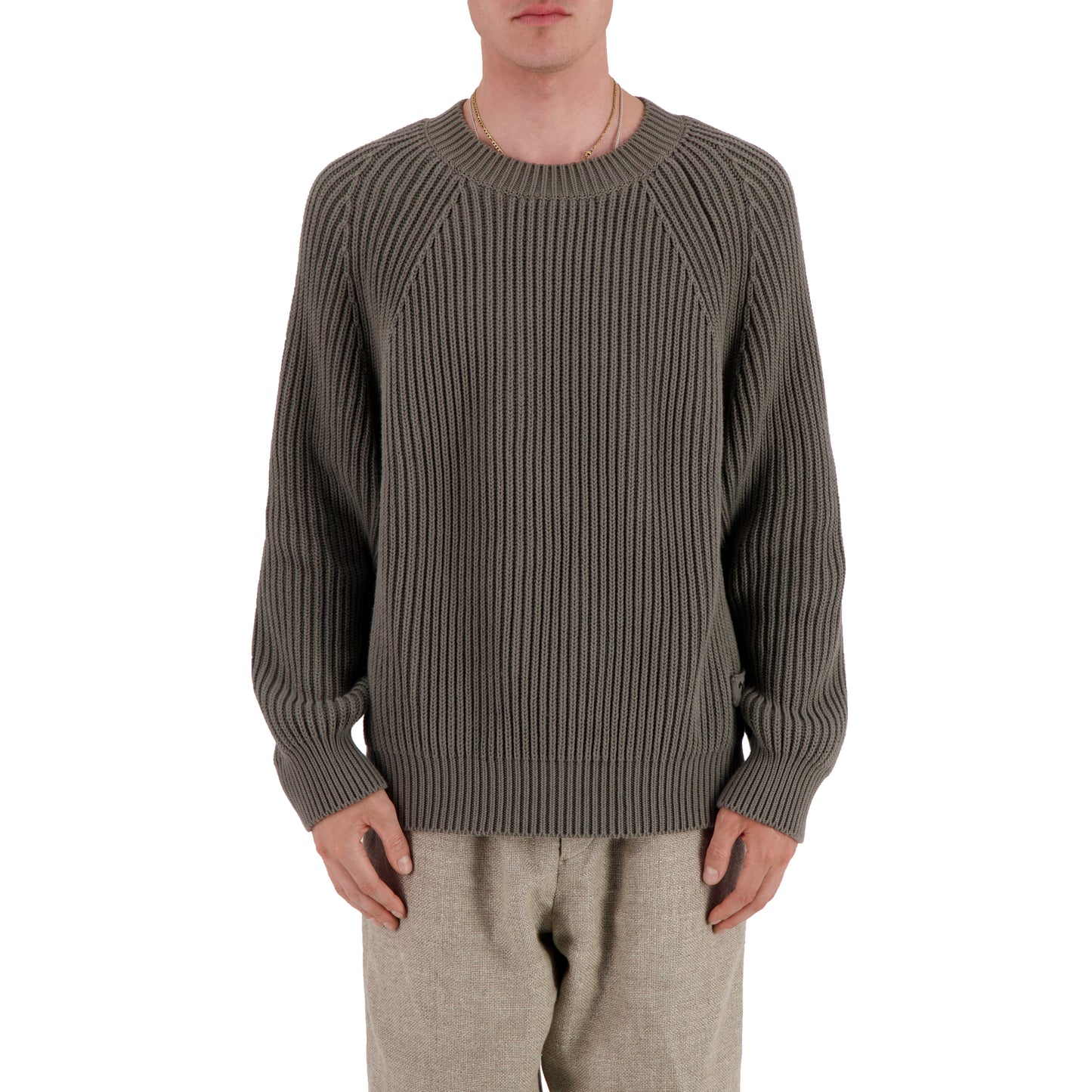 Michel Exaggerated Rib Cotton Crew Neck Weimaraner Grey