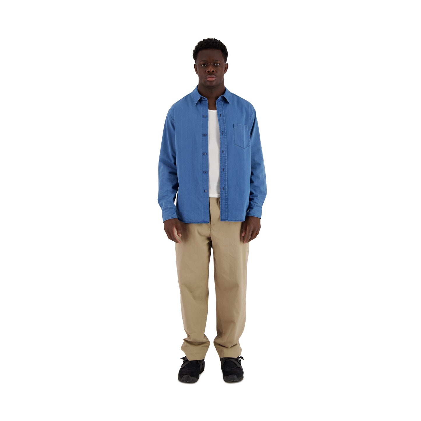 Pablo Unlined Chambray Cotton Shirt Chambray Blue