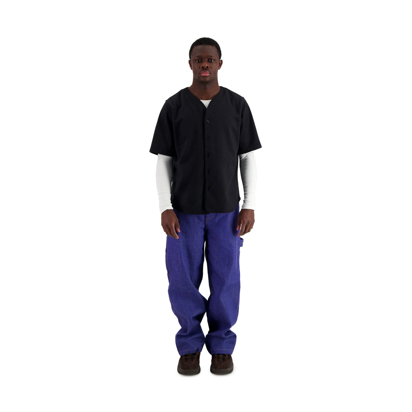 Mike Short Sleeve Baseball Shirt Cashmere Midnight Blue