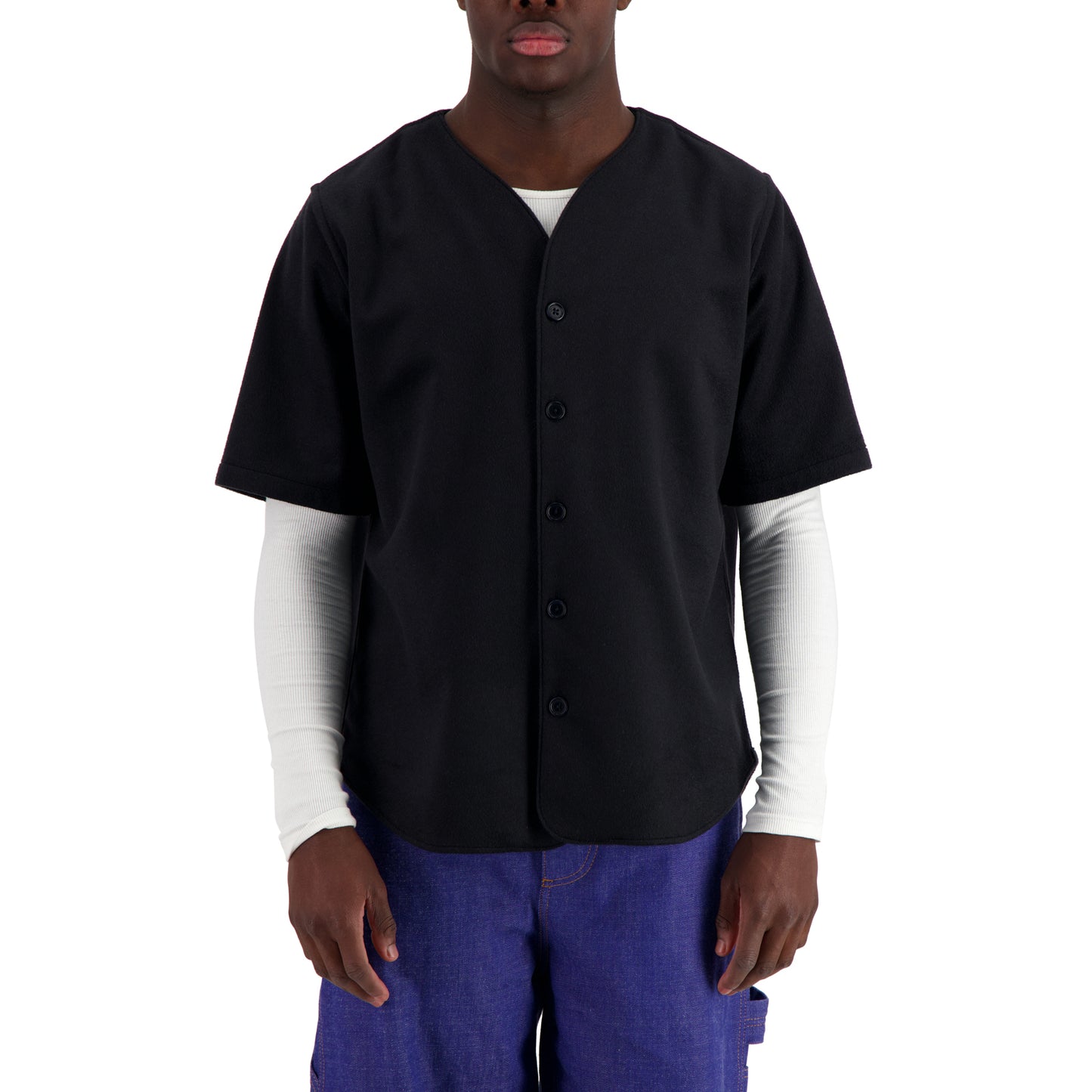 Mike Short Sleeve Baseball Shirt Cashmere Midnight Blue
