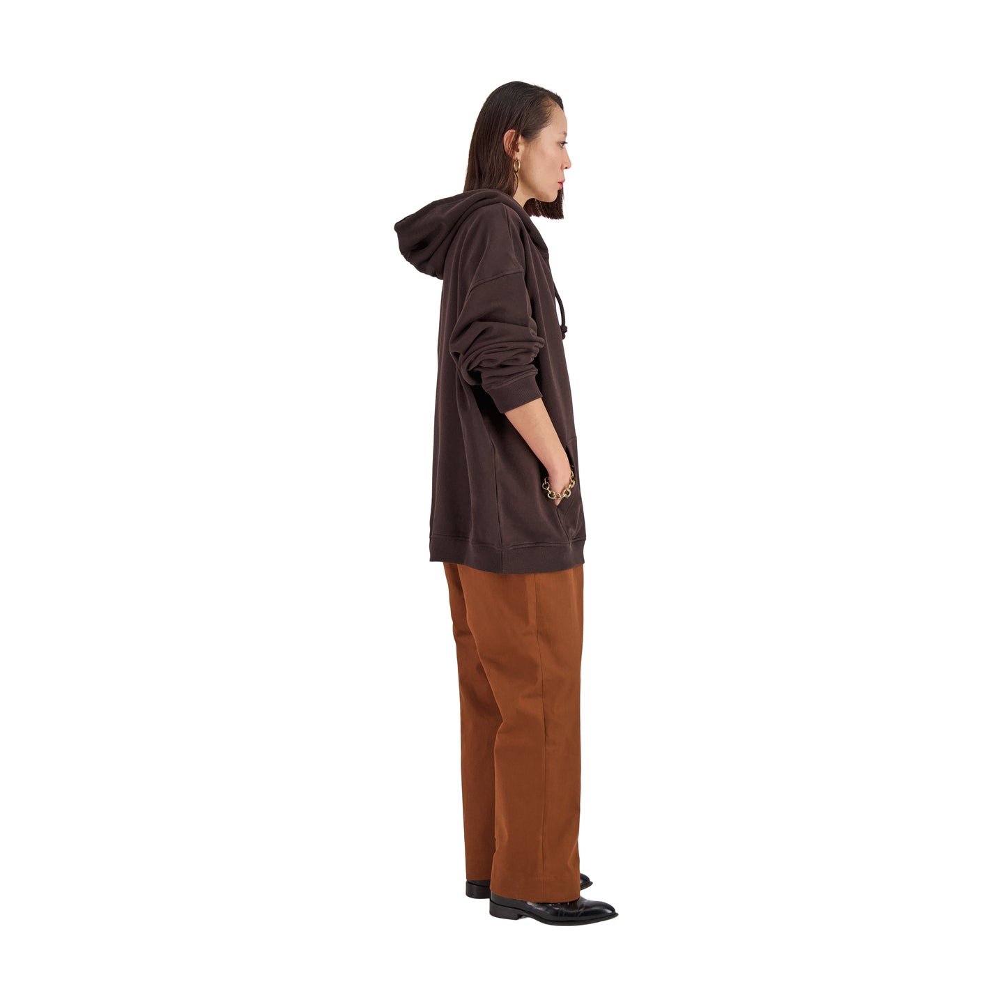 Joseph Jersey Cotton Hoodie Dark Chocolate Brown